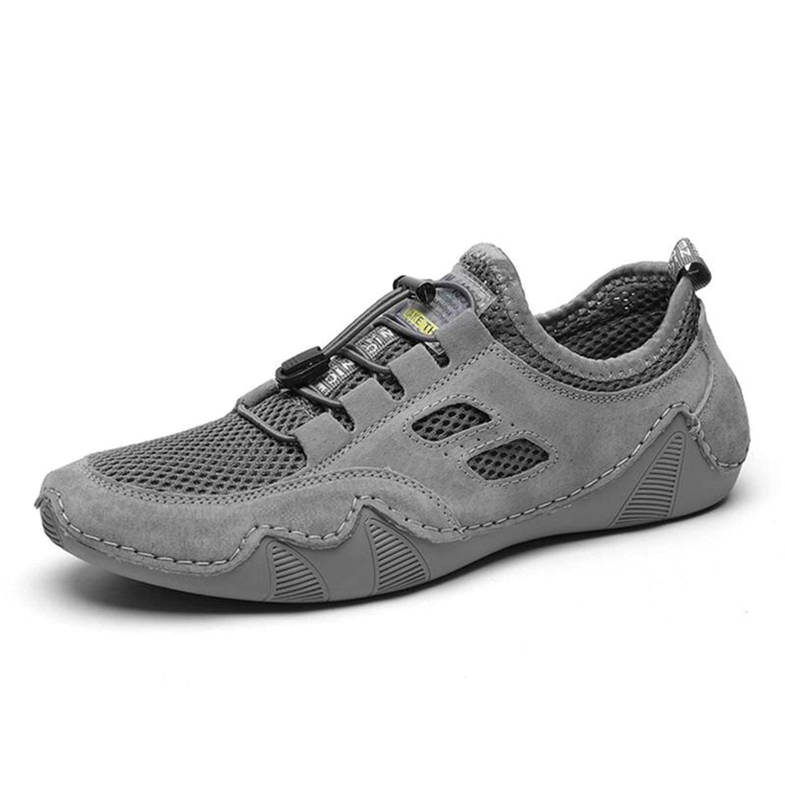 2021 New Men's Casual Leather Lace-Up Driving Moccasin Shoes - Breathable Mesh Cowhide for Spring & Summer | Perfect for Outdoor Activities, Dating & Daily Wear