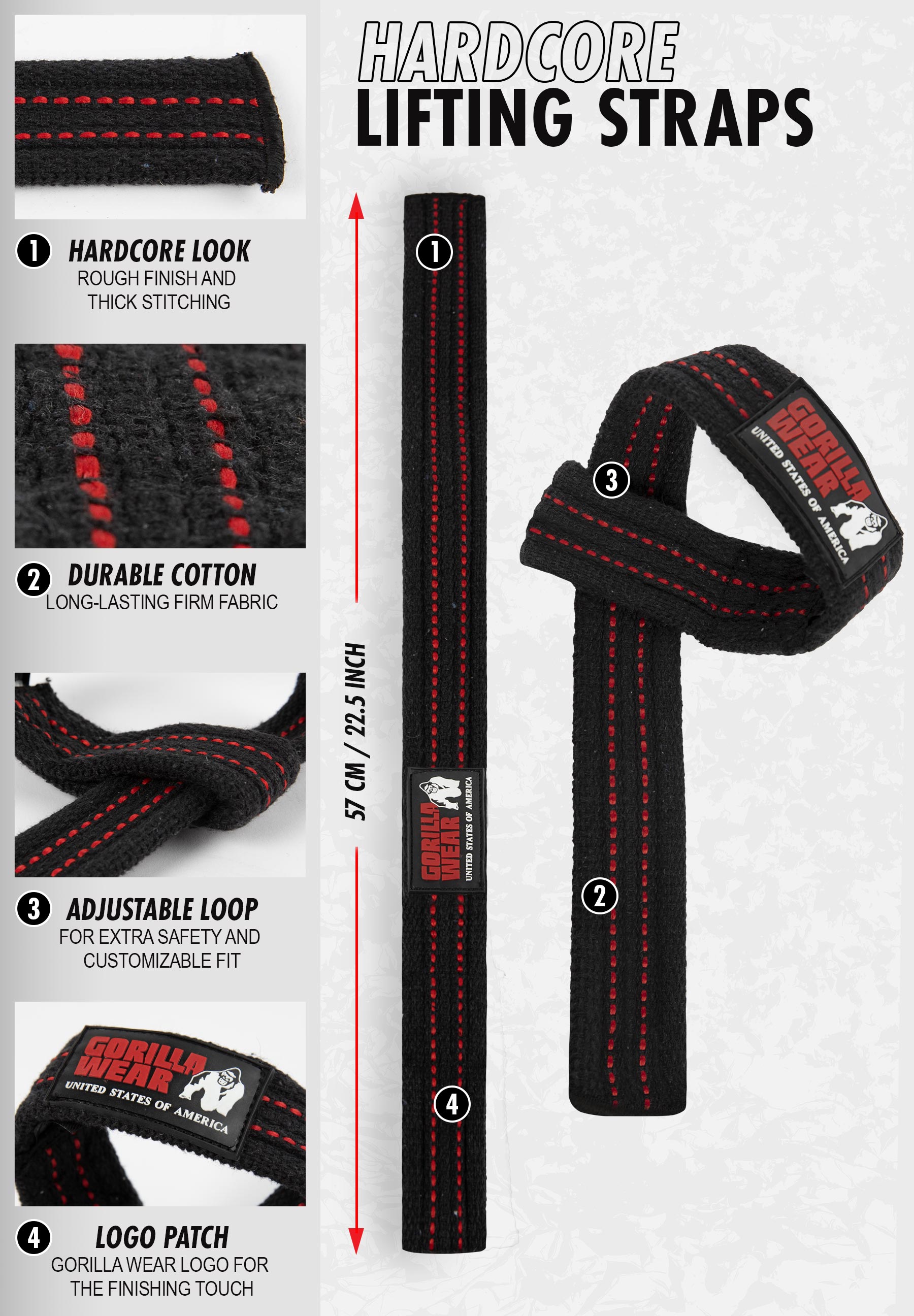 Premium Heavy-Duty Lifting Straps for Weightlifting & Powerlifting - Black - Ideal for Gym, CrossFit & Strength Training