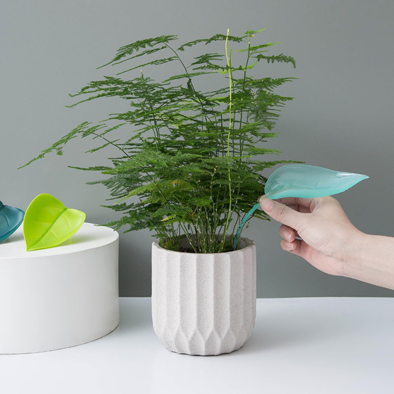 12PCS Leaf-Shaped Plant Watering Funnels - Drip Irrigation Devices for Indoor/Outdoor Potted Plants - Green Leaflow Watering System for Garden, Balcony & Home Decor