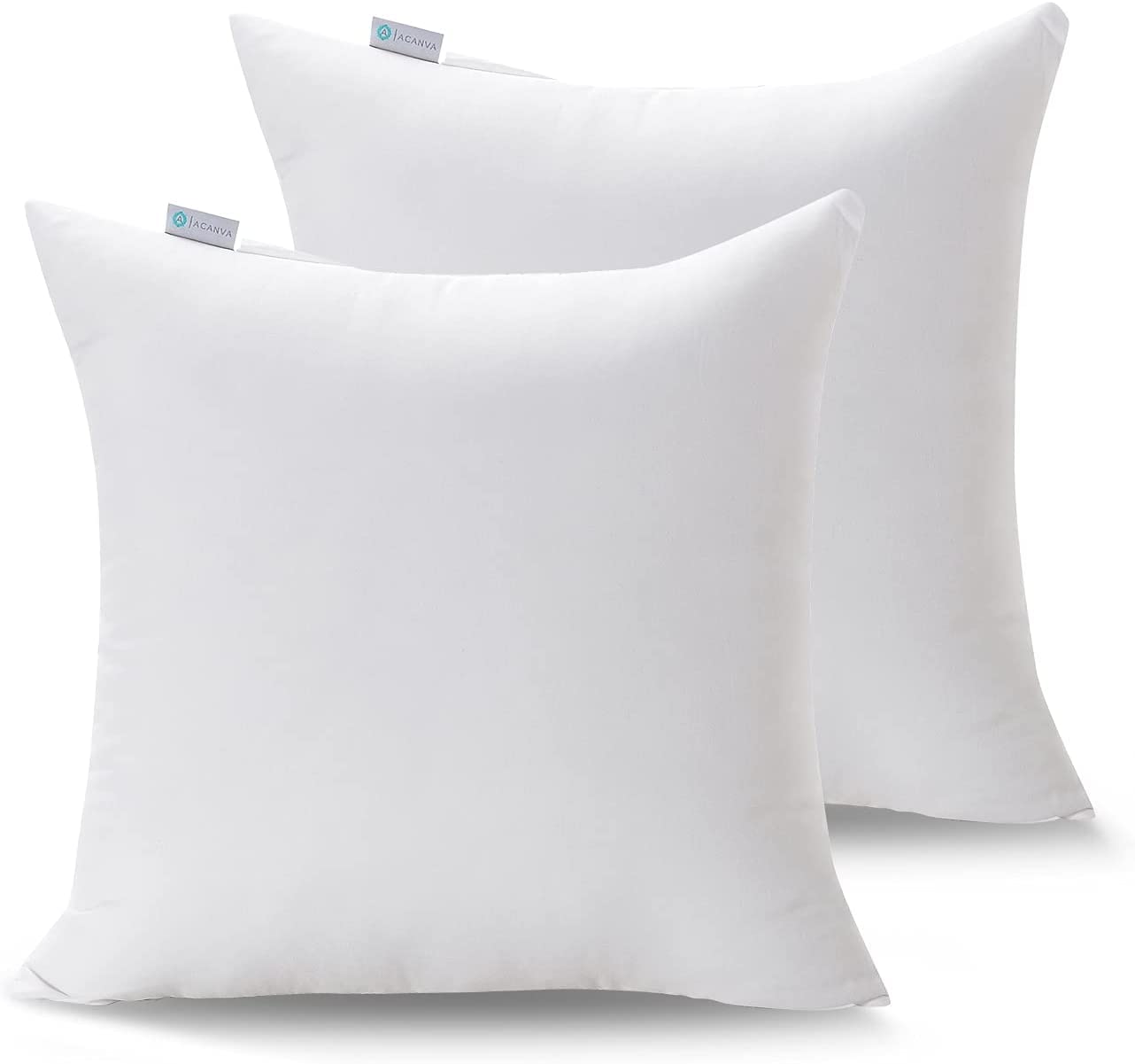 Premium Decorative Throw Pillow Inserts for Sofa, Bed, Couch & Chair - 2 Pack Square Euro Sham Stuffer with Soft Polyester Microfiber - White - Perfect for Home Decor, Living Room & Bedroom Accents