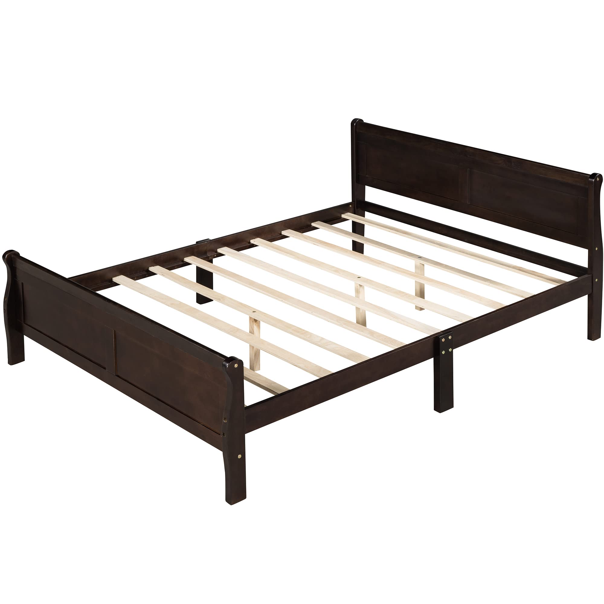Harper & Bright Designs Full Size Wooden Bed Frame with Headboard & Footboard - Sturdy Platform Bed for Kids, No Box Spring Needed, Espresso Finish - Perfect for Boys & Girls Bedrooms, Dorm Rooms, and Guest Rooms