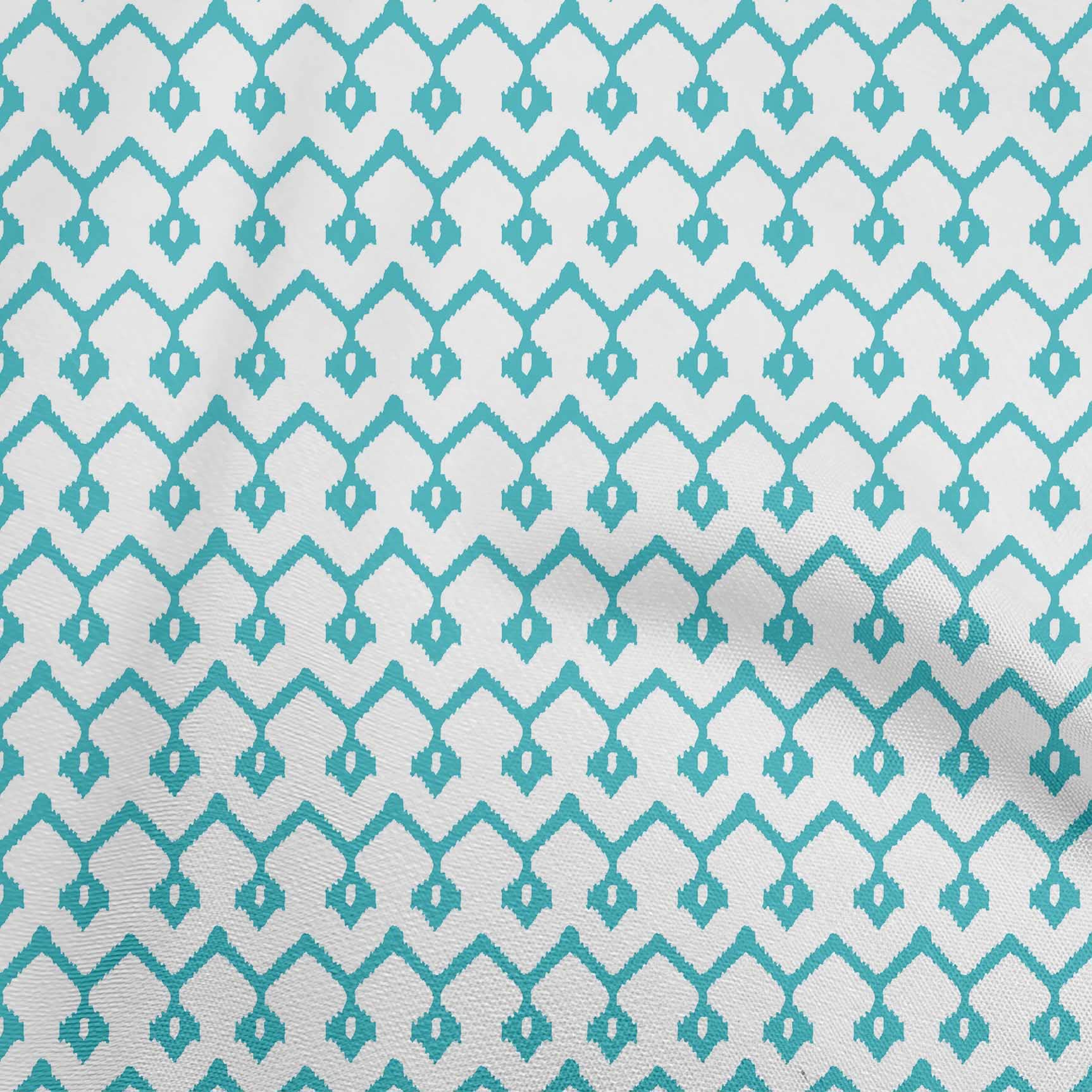 oneOone Viscose Chiffon Turquoise Blue Ikat Print Fabric by The Yard - 42 Inch Wide for DIY Clothing, Dresses & Home Decor Sewing Projects | Soft, Flowy Material for Scarves, Curtains & Crafting
