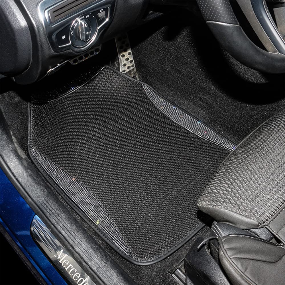 Luxury Diamond Rhinestone Car Floor Mats - Waterproof, Anti-Slip Ice Silk Foot Liners for Women (White, 5-Piece Set) | Perfect for Sedans, SUVs & Luxury Vehicles - Adds Elegance & Protection to Your Car Interior