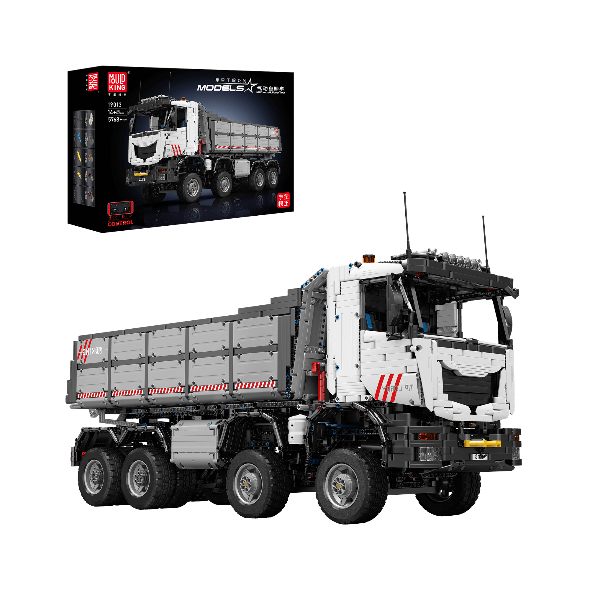 Mould King 19013 Pneumatic Tipper Truck Building Blocks Set - 5,768 Pieces STEM Toy for Kids & Adults | Construction Vehicle Model for Play, Display & Collector's Showcase