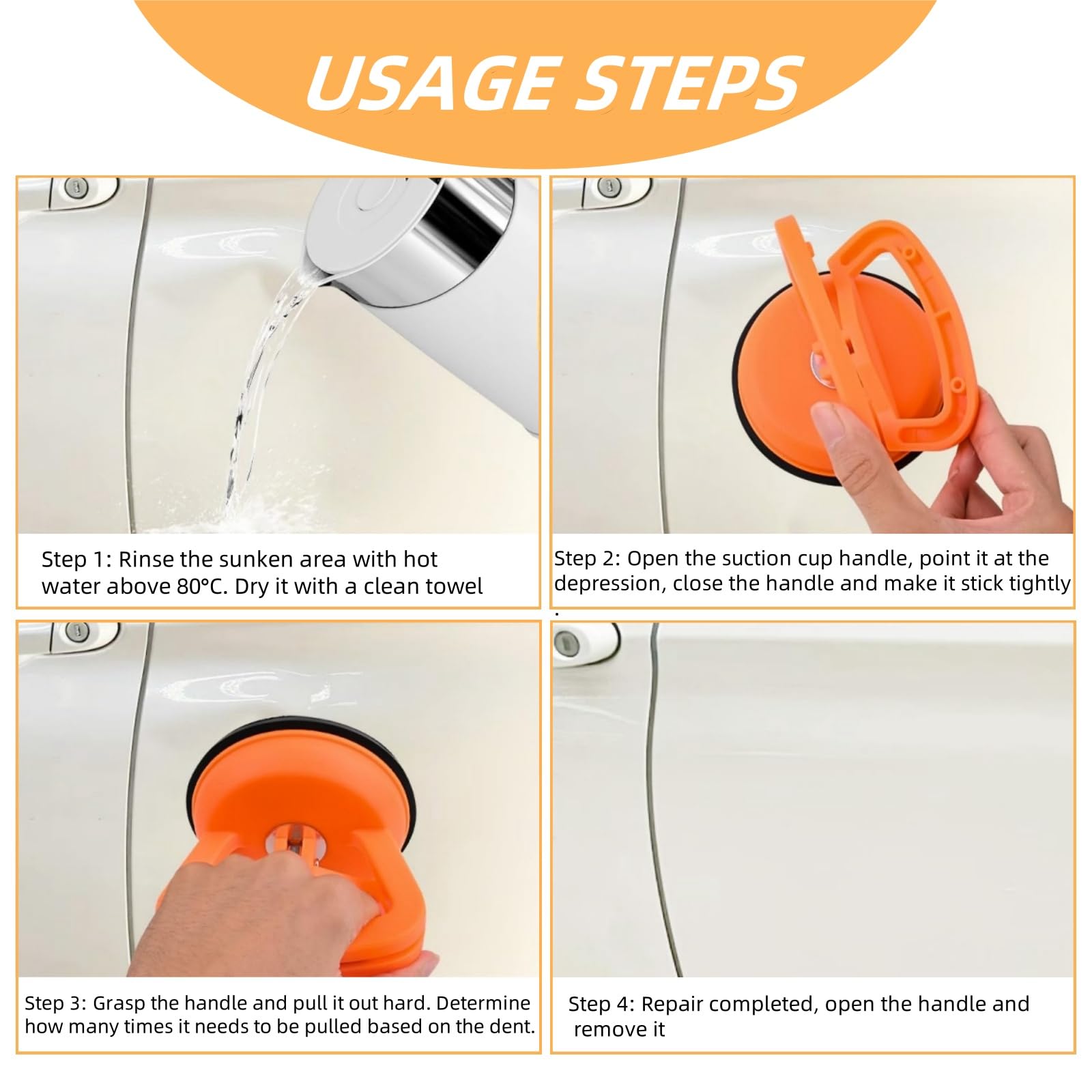 Aimery 3 Pack Car Dent Puller Kit with Suction Cups (1 Large, 2 Small) - Includes Waxing Sponge & Towel for Auto Dent Repair, Glass & Steel Surface Lifting, Furniture Moving & Scratch Removal - Perfect for DIY Home & Car Owners | Ideal for Garage Repairs, Auto Body Shops & Household Fixes