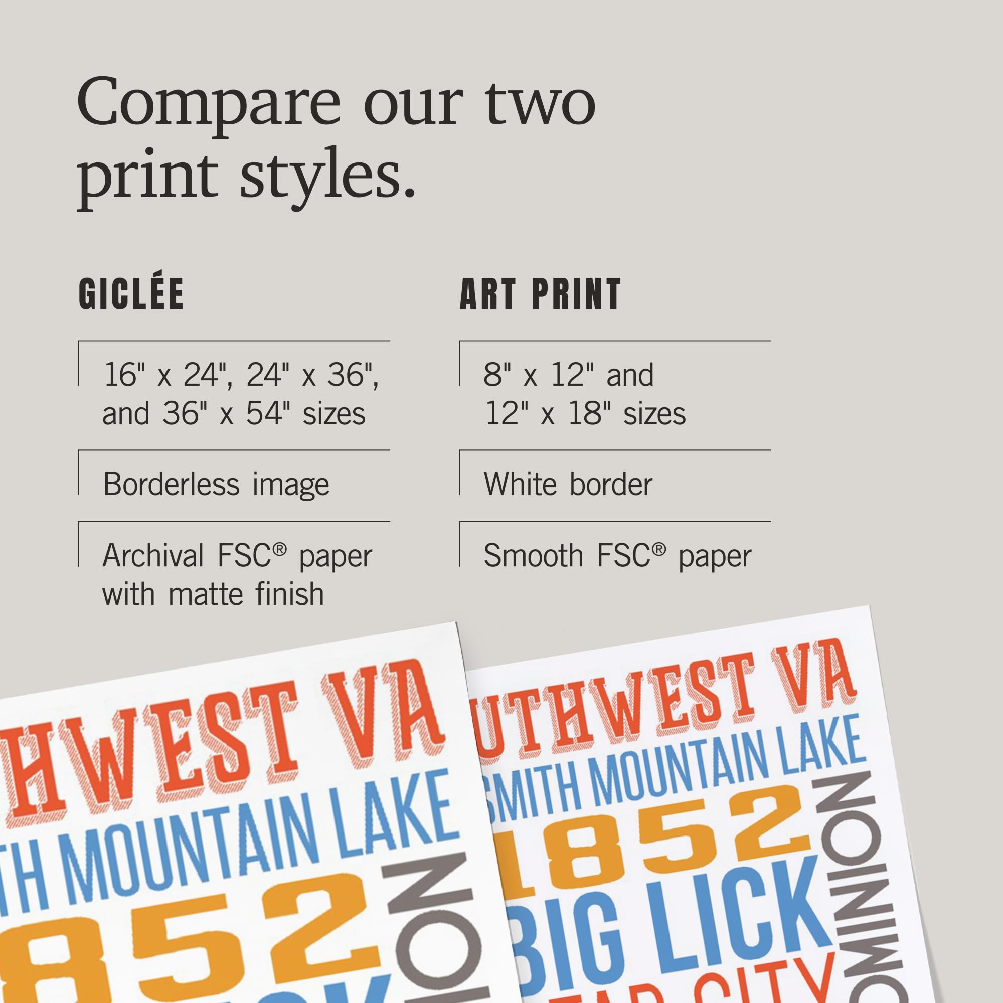Lantern Press 16x24 Inch Virginia Southwest Typography Giclee Print Wall Art - Perfect for Home Decor, Office & Living Room