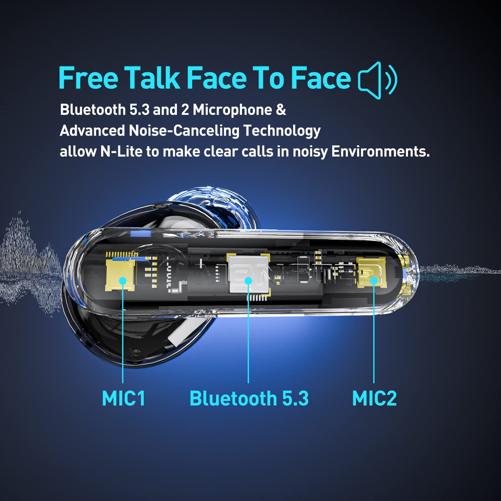 Monster N-Lite Clear Talk Wireless Earbuds - IPX8 Waterproof Bluetooth 5.3 Headphones with CVC 8.0 Noise Cancelling & Fast Charging | Perfect for Running, Gym Workouts & Outdoor Sports