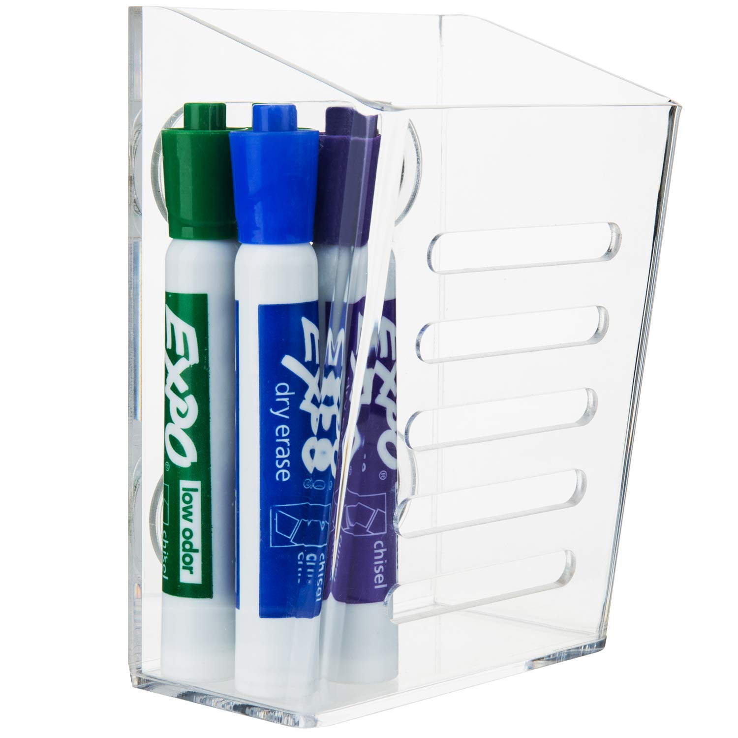 Premium Clear Acrylic Magnetic Dry Erase Marker Holder - Whiteboard Organizer for Office & Classroom - Wall-Mounted Storage Basket for Markers, Pens & Office Supplies