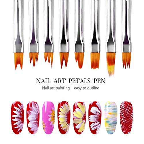 Professional Nail Art Brush Set for Manicure - Various Shapes & Sizes for Drawing Lines, Flowers & Patterns - Pink Nail Painting Tool Kit for Salon & Home DIY Nail Designs