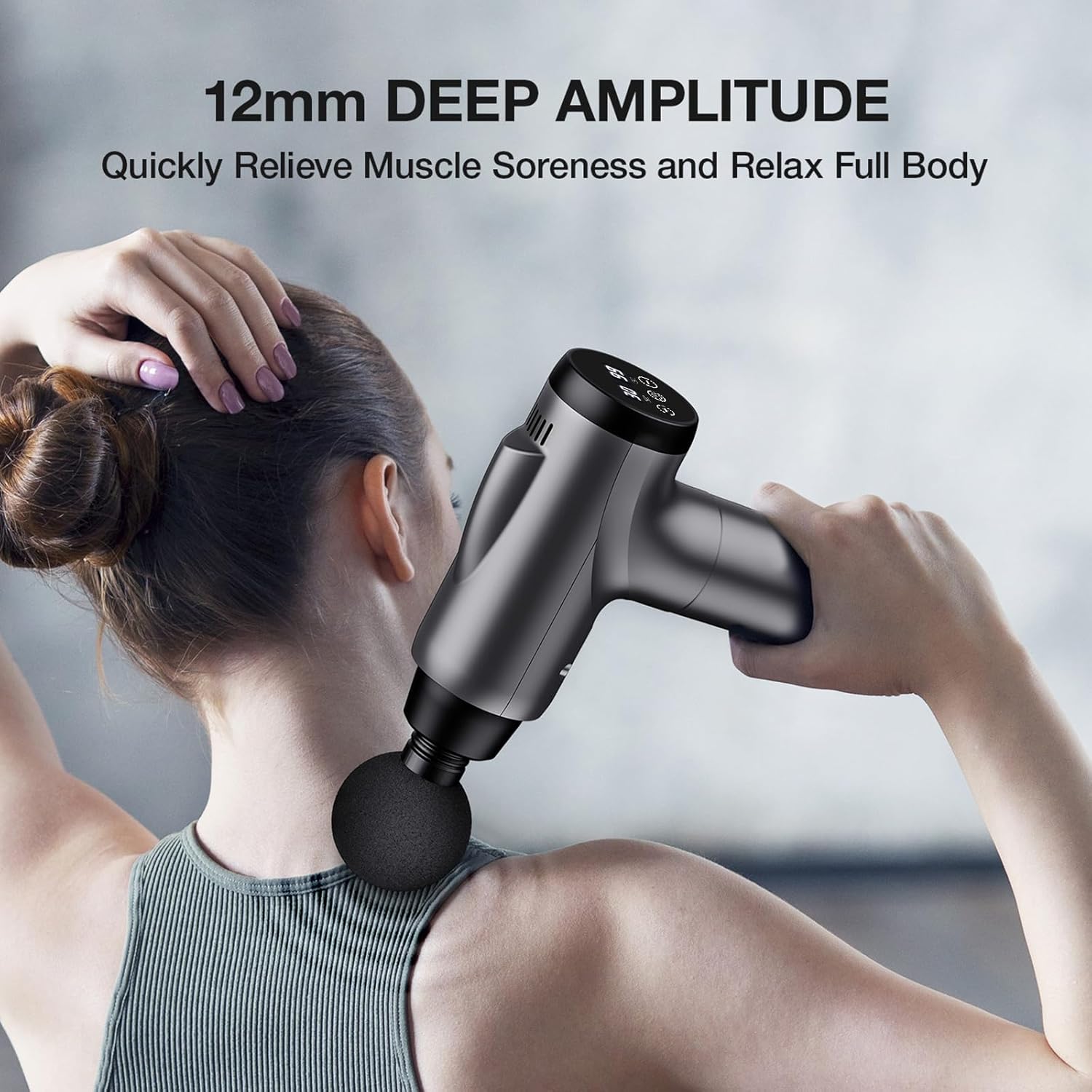 Mitimi Deep Tissue Massage Gun - Electric Percussion Muscle Massager with 9 Attachments & 30 Speed Levels for Pain Relief - Perfect for Athletes, Gym Recovery & Home Use