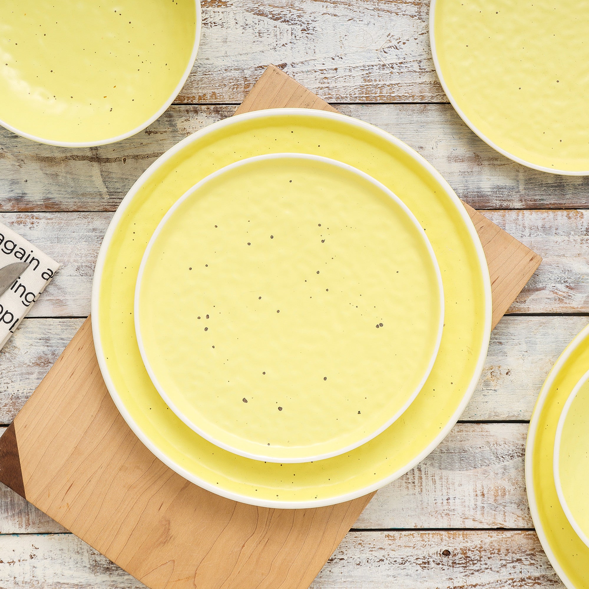 Elena Stoneware Salad Plate - Yellow Ceramic Dinnerware for Salads, Appetizers & Desserts - Elegant & Durable for Everyday Dining & Entertaining