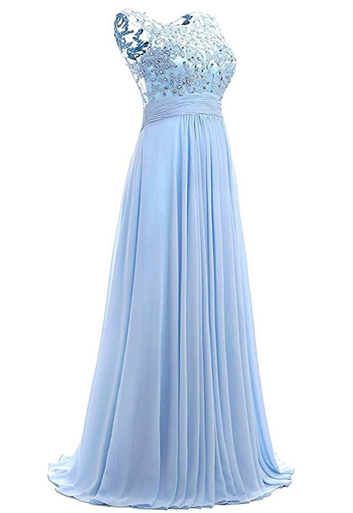 Elegant Long Beaded Chiffon Bridesmaid Dress for Women - Formal Prom Gown for Weddings, Parties & Special Occasions