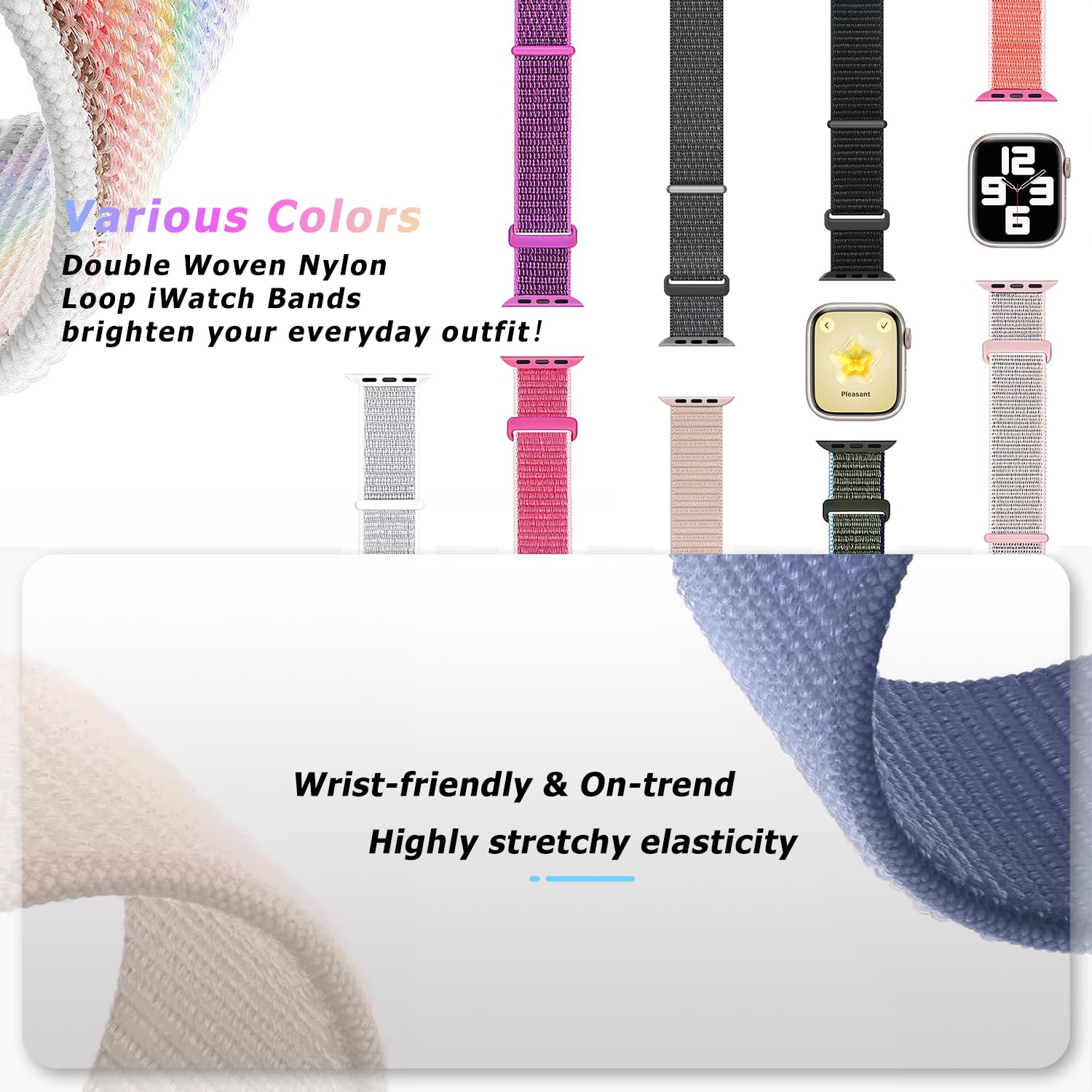Nylon Sport Loop Bands for Apple Watch 38mm 40mm 41mm 42mm 44mm 45mm 49mm - Stretchy Breathable Strap Compatible with iWatch Series 9/8/7/6/5/4/3/2/1/SE/Ultra - Perfect for Running, Workout & Everyday Wear (Cactus Green)