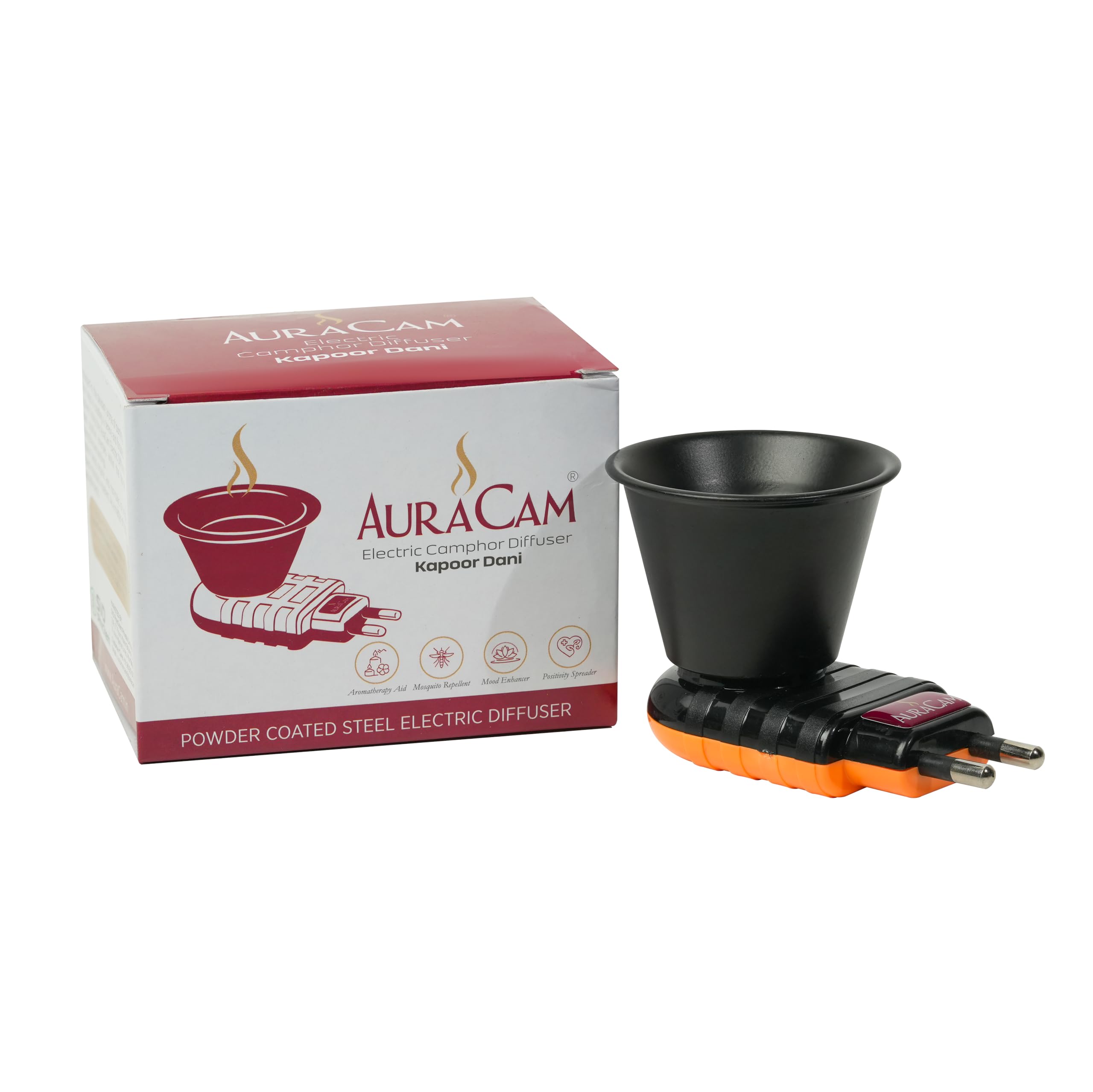 Premium AuraCam Electric Kapoor Dani Incense Burner - Plug-in Camphor & Dhoop Diffuser for Home Aromatherapy, Meditation & Spiritual Rituals (Pack of 1)
