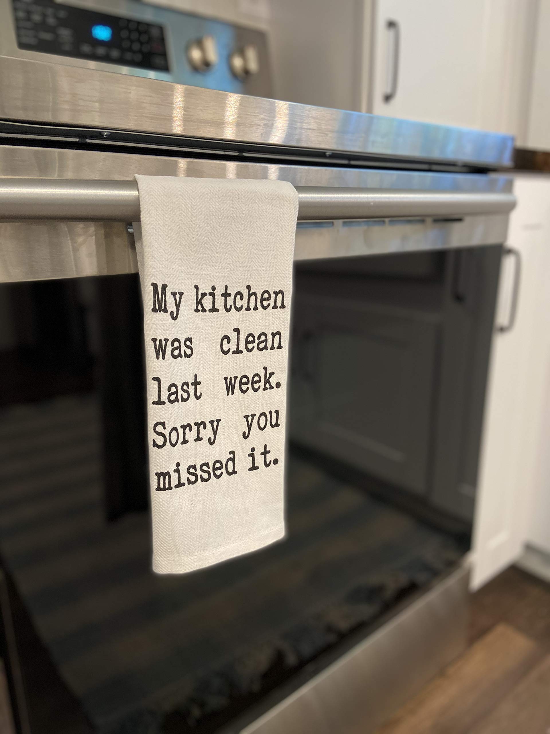 Funny Kitchen Tea Towel - 'My Kitchen Was Clean Last Week' Humorous Dish Towel for Cooking, Cleaning & Gifts - Perfect for Home, Office & Housewarming Parties