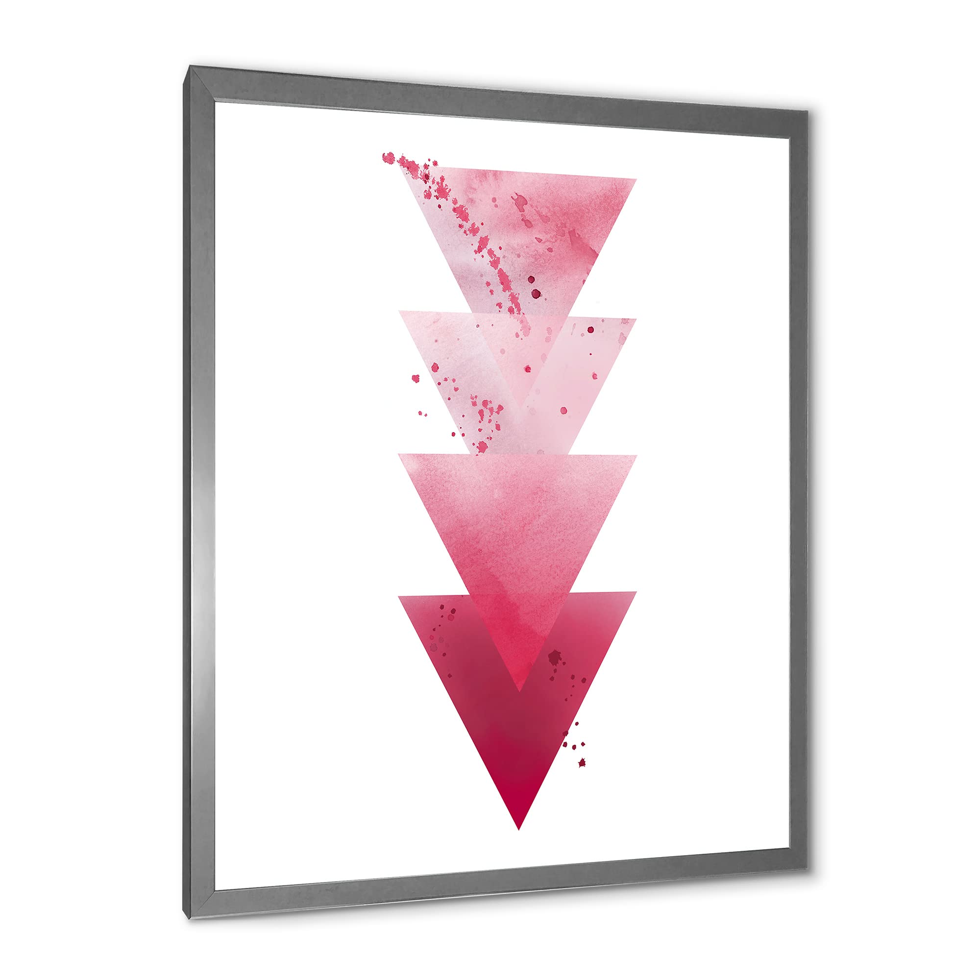 DesignQ Red Triangles Abstract Geometric Wall Art - Modern Framed Canvas Painting for Living Room, Bedroom & Office Decor