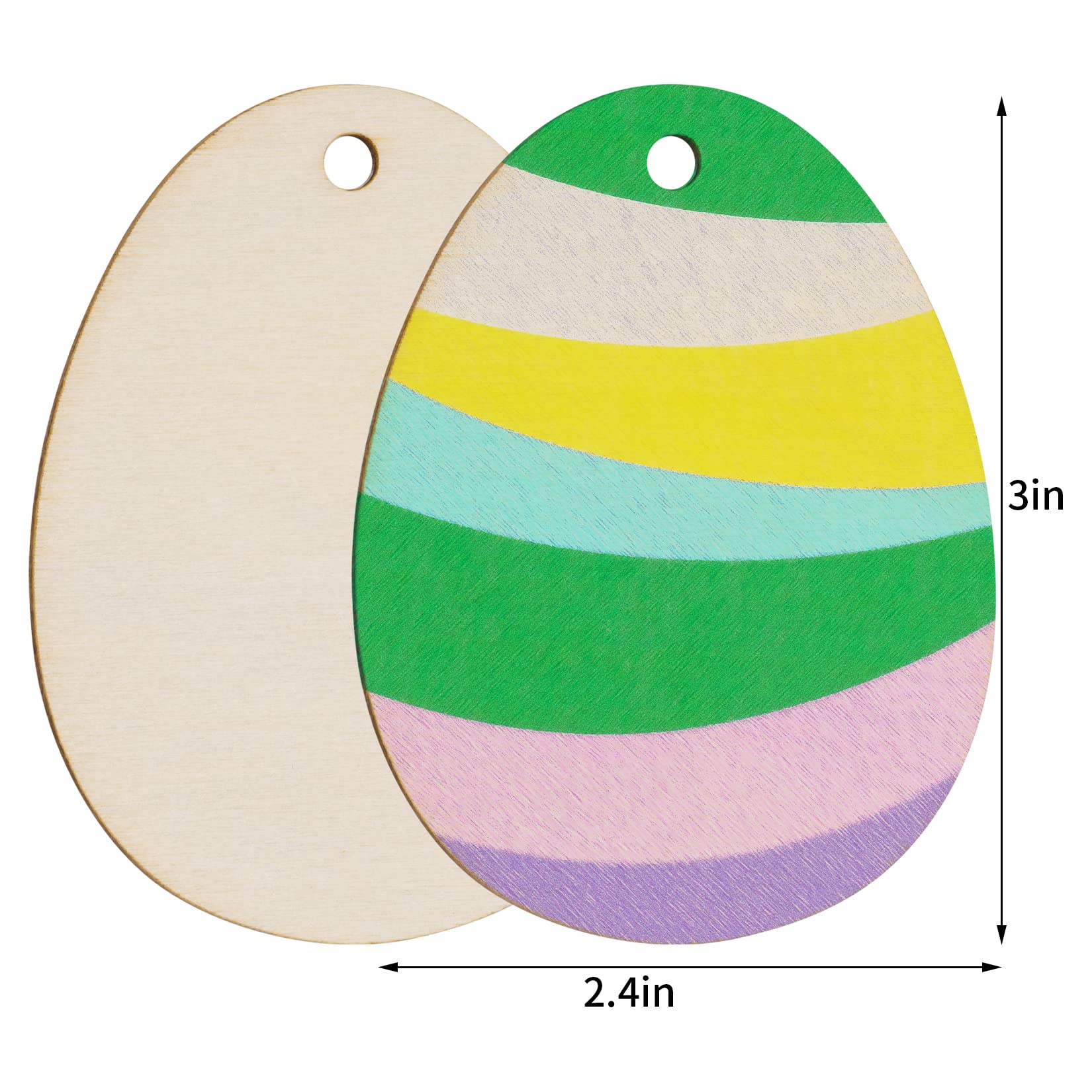 50 Unfinished Wooden Easter Egg Cutouts for DIY Painting - Wood Craft Slices for Easter Decorations, Holiday Ornaments & Kids Art Projects - Perfect for Easter Party Favors, Classroom Activities & Home Decor