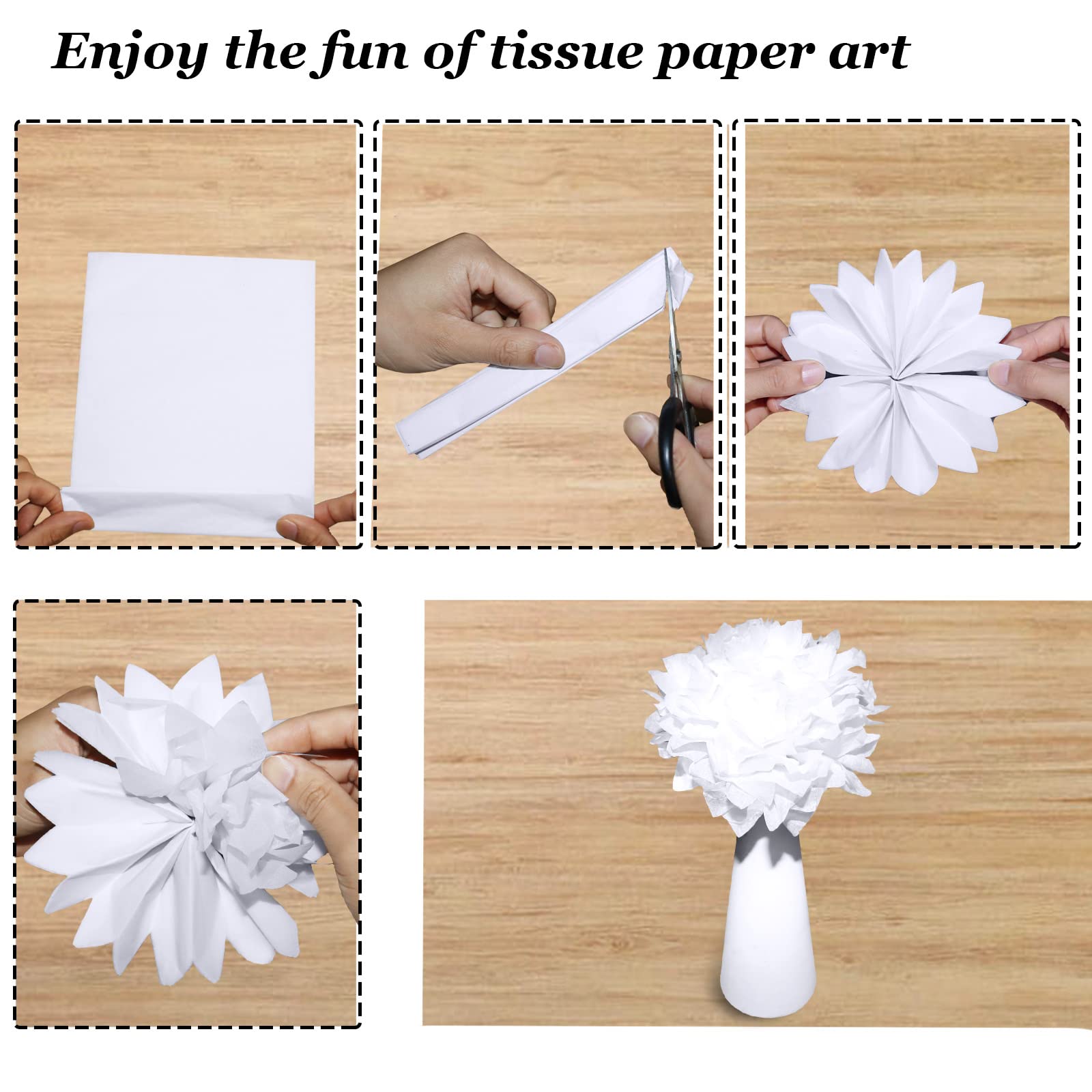 Undemouc 100 Sheets White Tissue Paper 20x14 Inches - Bulk Wrapping Paper for Gift Bags, DIY Crafts, Party Decor - Perfect for Birthdays, Weddings, Baby Showers & Graduations | Gift Wrapping, Floral Arrangements & Table Decorations