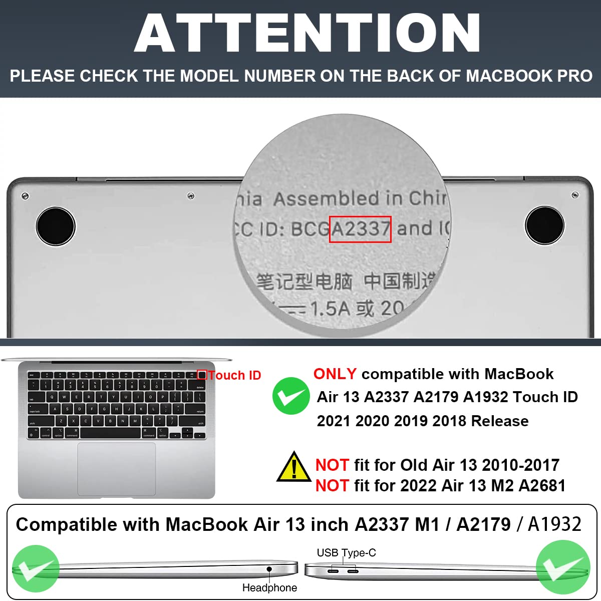 Premium Ultra-Thin Matte MacBook Air 13 Inch Case (2020-2021 M1 A2337/A2179 & 2018-2019 A1932) - Includes Screen Protector, Keyboard Cover & Webcam Privacy Shield - Perfect for Work, Travel & School - Sleek Black Protective Laptop Cover