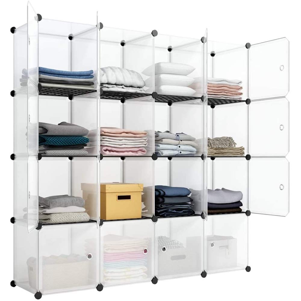 16-Cube Storage Shelf Organizer - White Bookcase, Bookshelf, Closet & Toy Cabinet - Perfect for Home, Office, Kids Room & Playroom Organization