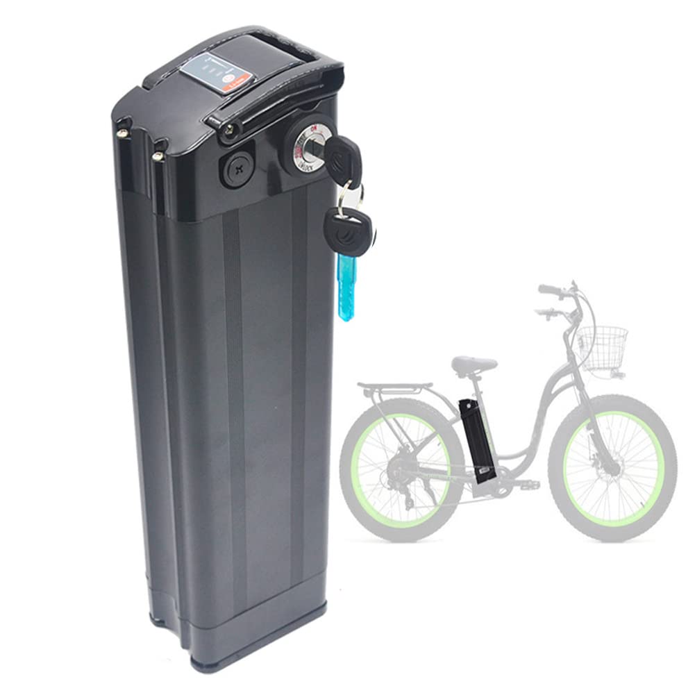 48V Lithium Ion Ebike Battery Pack with BMS & Charger - Aluminum Case Silver Fish Design for 250W/350W/500W/750W Electric Bikes, Scooters & Motorcycles | Perfect for Commuting, Off-Road Adventures & Urban Travel