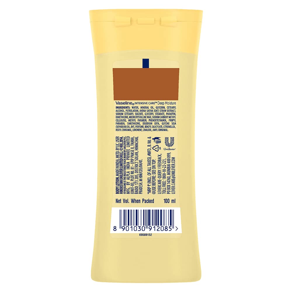 Vaseline Intensive Care Deep Moisture Body Lotion 90ml/100ml - Ultra Hydrating Dry Skin Relief for Hands, Body & Face | Daily Moisturizer for Women & Men | Perfect for Winter Care & After Shower Use