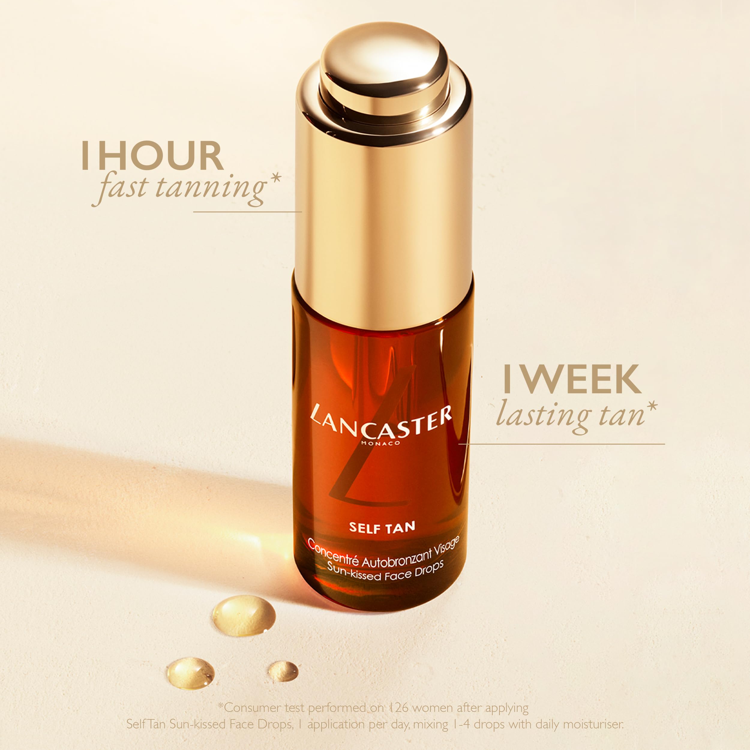 Lancaster Self Tan Sun-Kissed Face Drops 15ml - Natural Looking Tan for Face with Flawless Radiant Finish | Easy to Apply Water & Sweat Resistant Vegan Formula | Perfect for Daily Use, Travel & Sunless Tanning