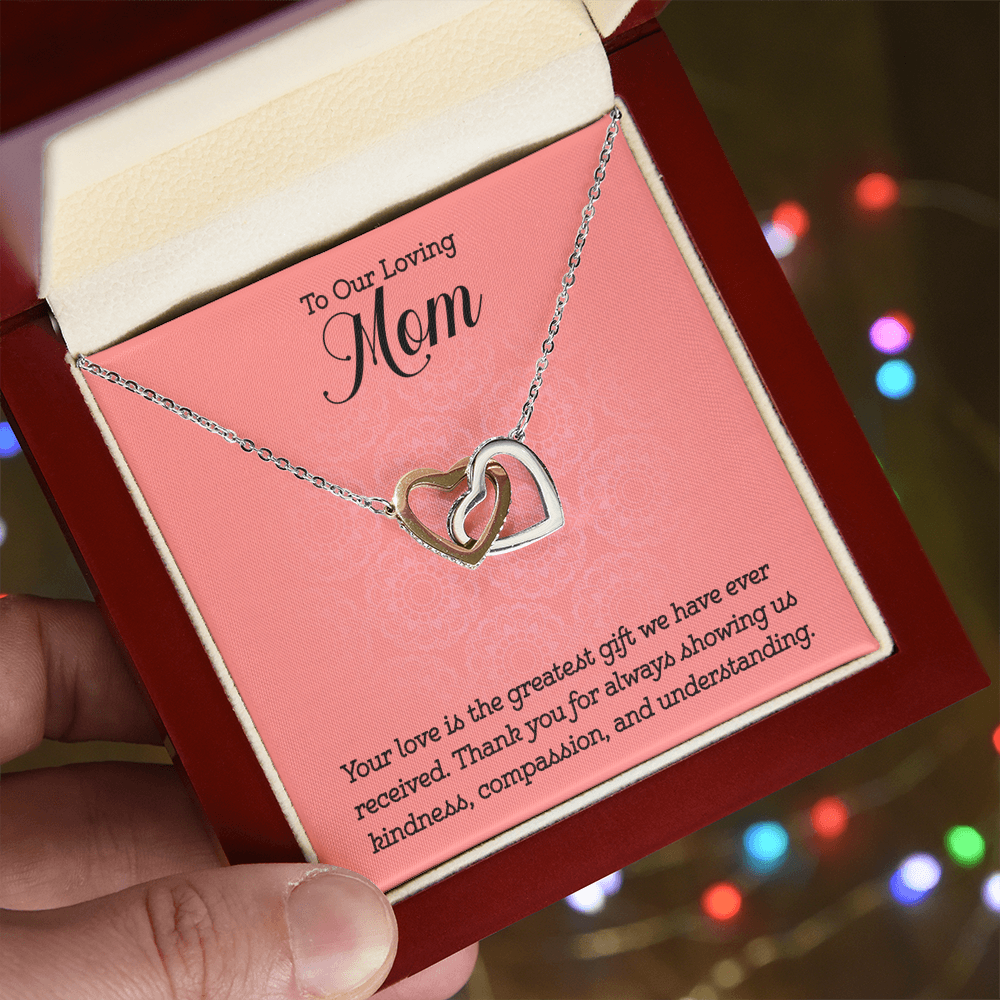 Interlocking Heart Necklace for Mom - Thoughtful Gift from Kids to Loving Mother | Perfect for Mother's Day, Birthday & Anniversary Celebrations