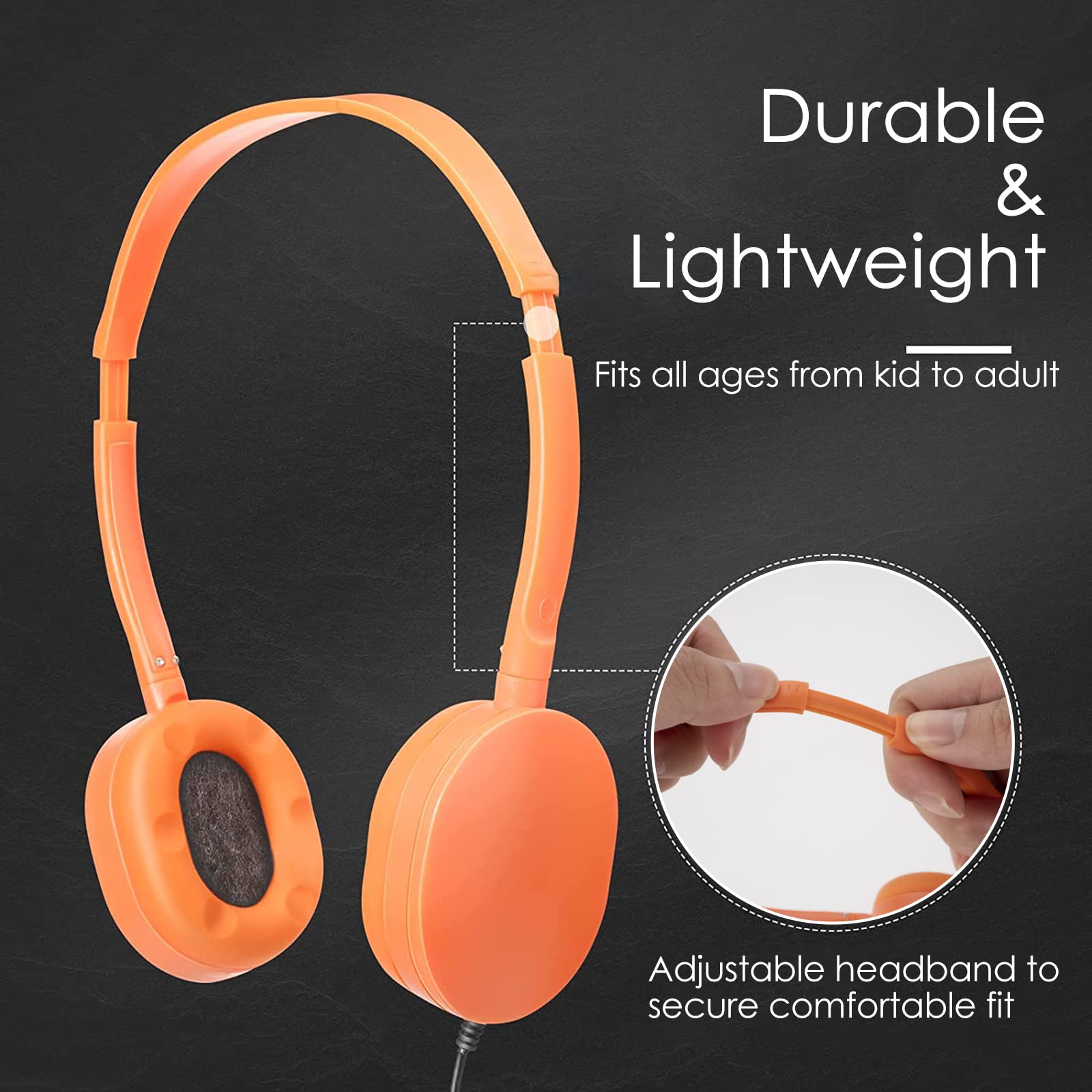 Geekria 24 Pack Kids Wired Headphones for Classroom, Schools & Libraries - Durable On-Ear Headsets for Students & Computer Labs