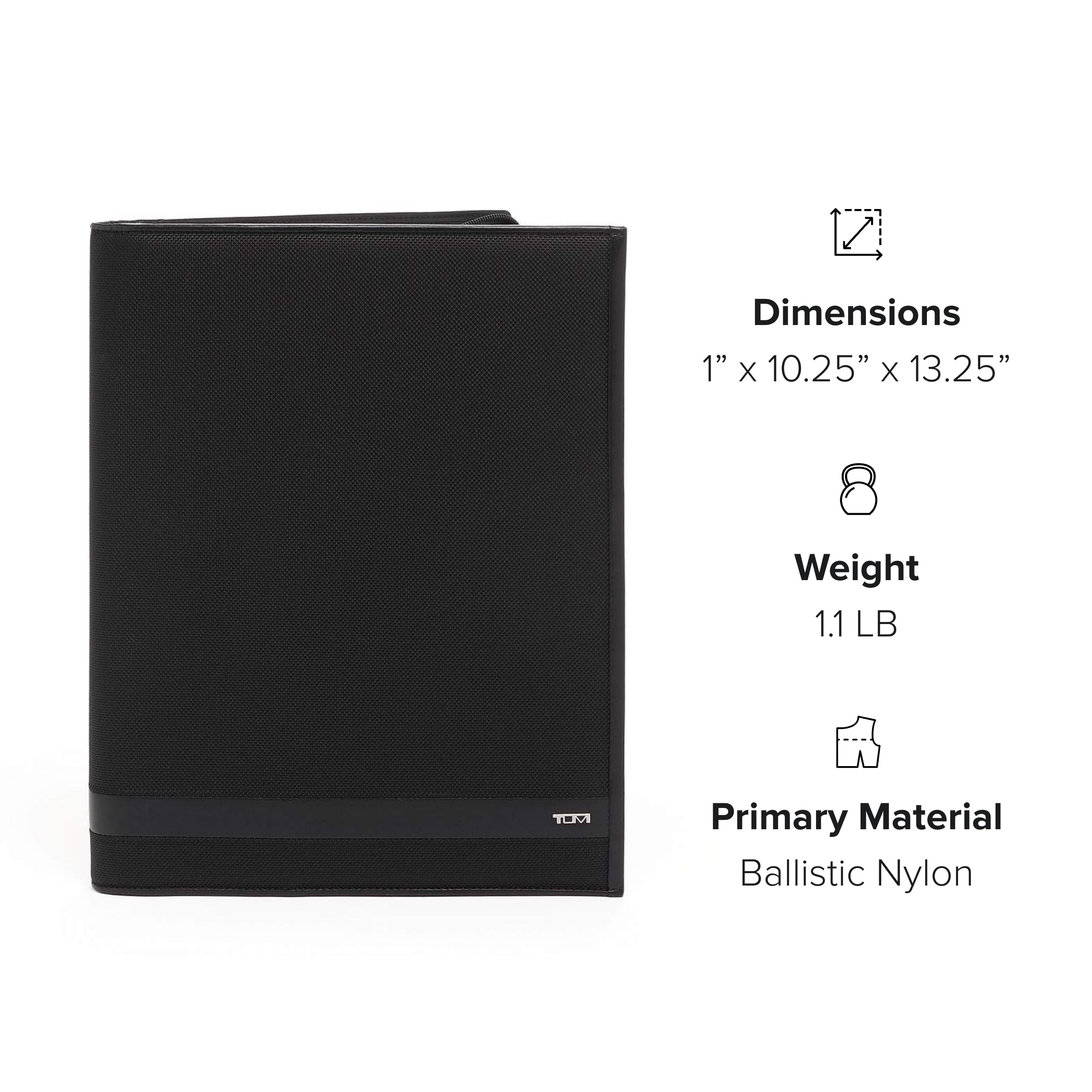 TUMI Alpha Zip-Around Letter Pad - Premium Ballistic Nylon Notebook Organizer - 13.3
