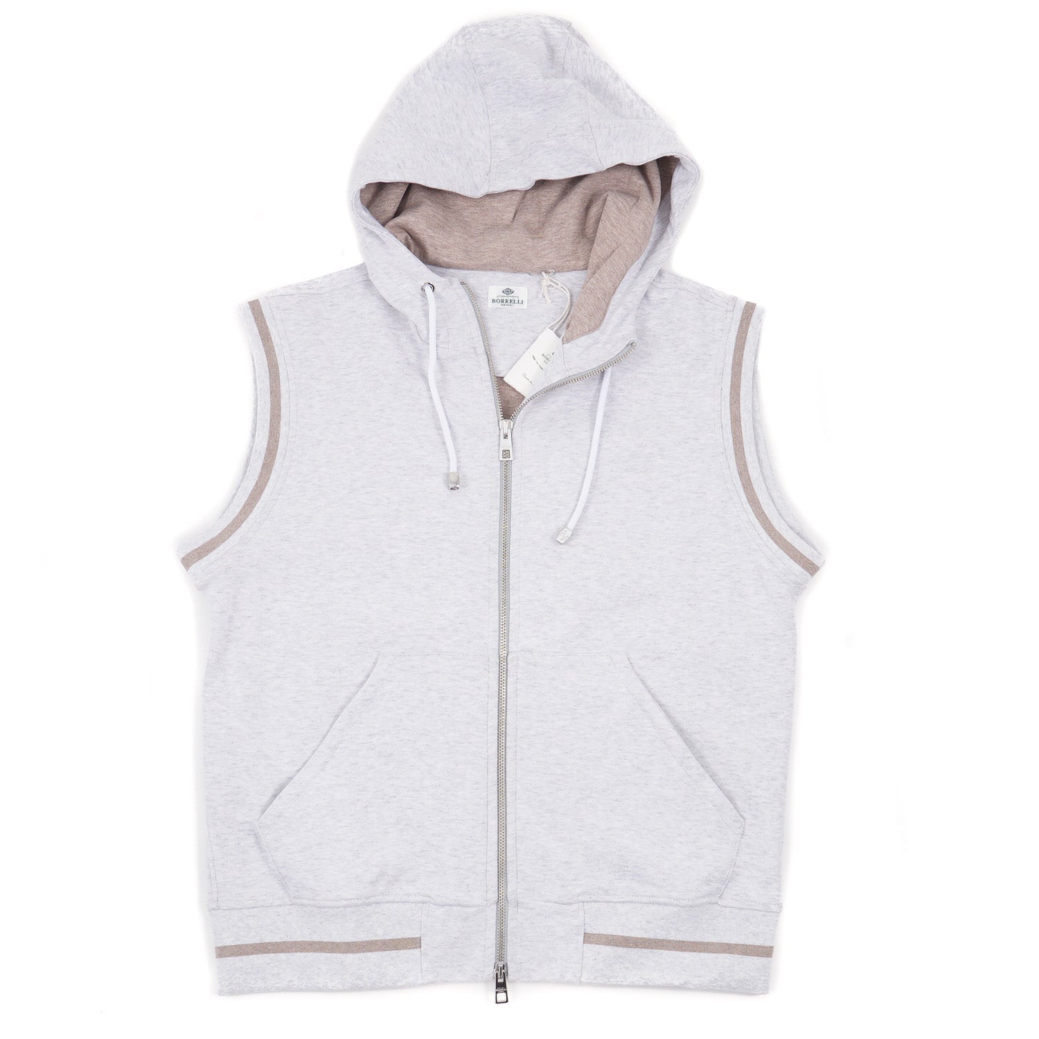 Borrelli Sleeveless Hooded Sweatshirt Vest for Men - Lightweight Athletic Zip-Up Hoodie for Gym, Running & Outdoor Activities