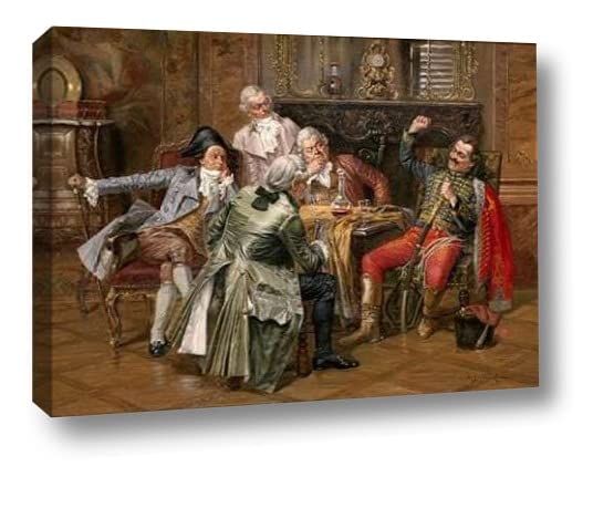 Albert Joseph Franke 'A Good Story' - 22x30 Inch Canvas Art Print Gallery Wrapped - Ready to Hang Wall Decor for Living Room, Bedroom & Office