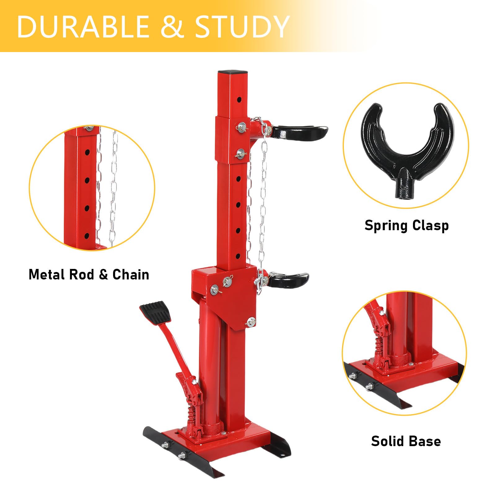 3 Ton Hydraulic Strut Spring Compressor Tool with 4 Snap Joints (6600lbs Capacity) - Professional Auto Repair Equipment for Coil Spring Replacement & Suspension Maintenance | Ideal for Mechanics, DIY Car Enthusiasts & Garage Use