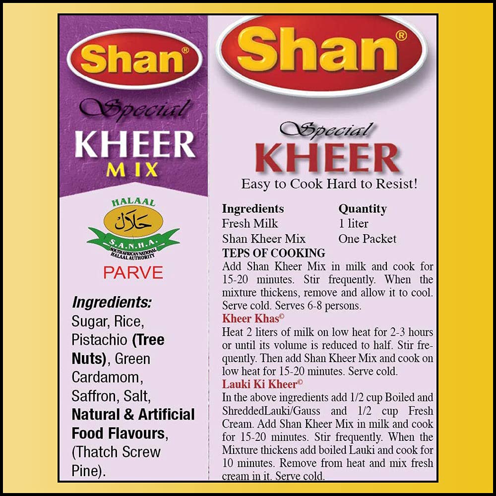Shan Special Kheer Traditional Dessert Mix 4.29 oz (150g) - Instant Milk & Rice Pudding Powder - Vegetarian Friendly - Airtight Packaging - Perfect for Festivals, Family Gatherings & Dessert Lovers
