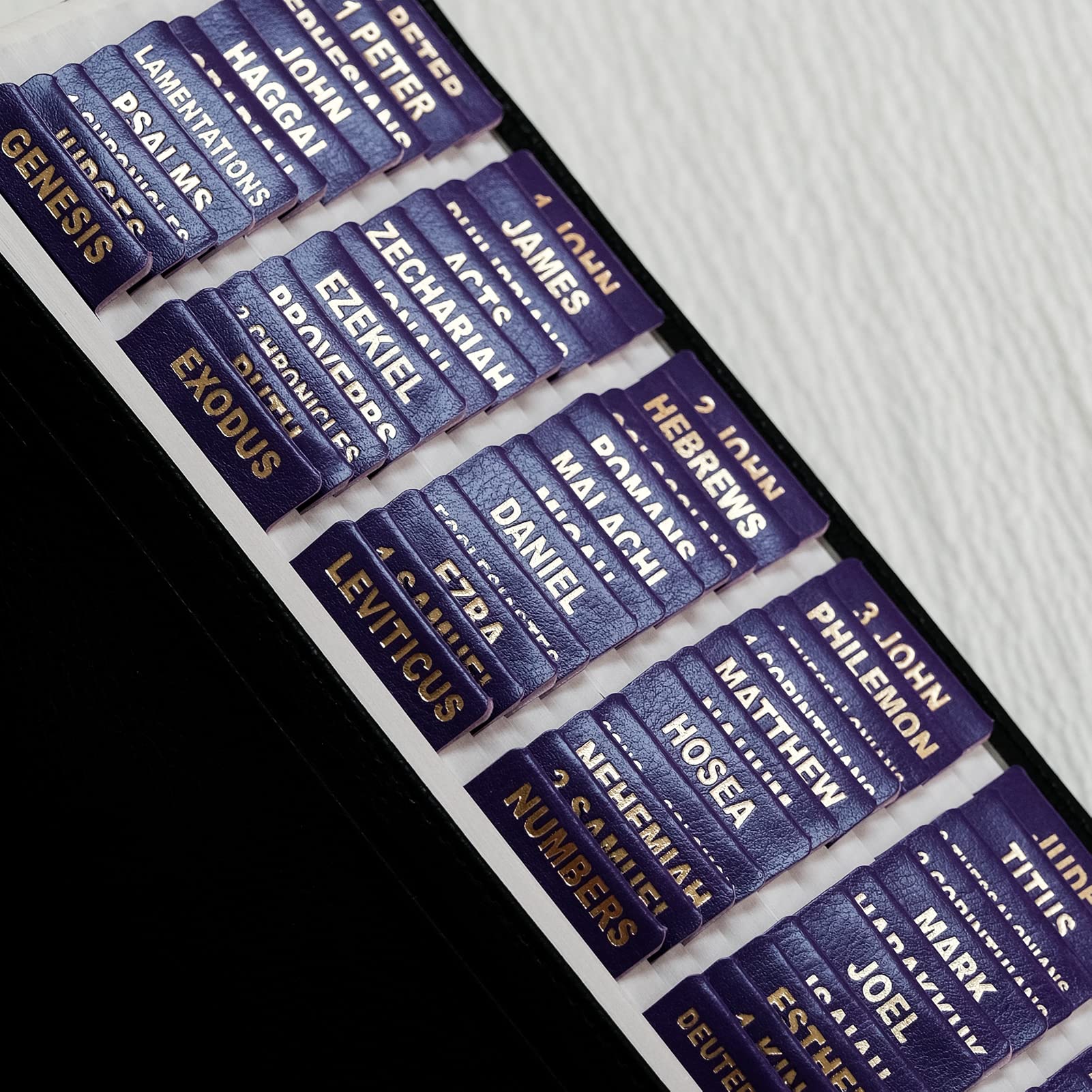 Leather Bible Tabs with Gold Foil - 80 Chapter Labels for Easy Navigation | Perfect for Church & Bible Study