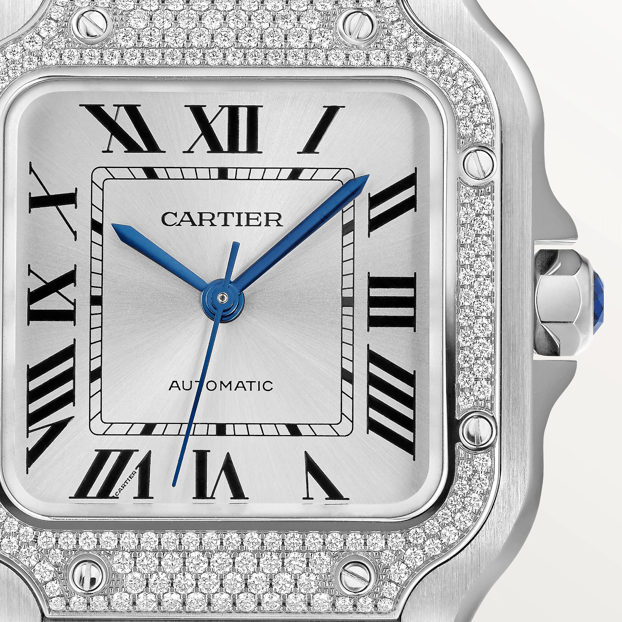 Cartier Santos Stainless Steel Diamond Watch for Men & Women - Luxury Unisex Timepiece for Business, Gifts & Special Occasions