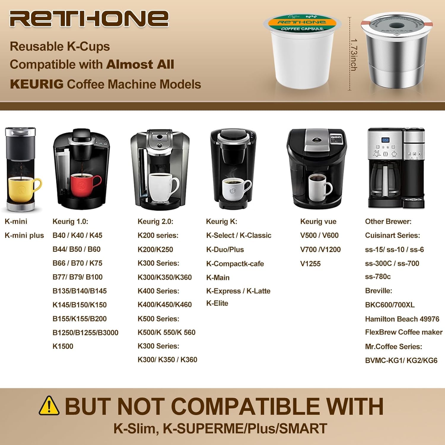 Reusable K Cups for Keurig 1.0 & 2.0 - Stainless Steel Coffee Filters (2 Pack) - Perfect for Home & Office Brewing