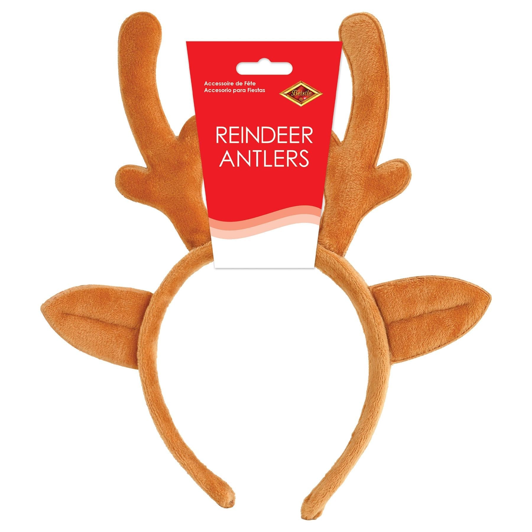 12 Pack Beistle Christmas Reindeer Antlers Headbands - Festive Holiday Party Accessories for Kids & Adults - Perfect for Christmas Parties, Family Gatherings & Office Celebrations