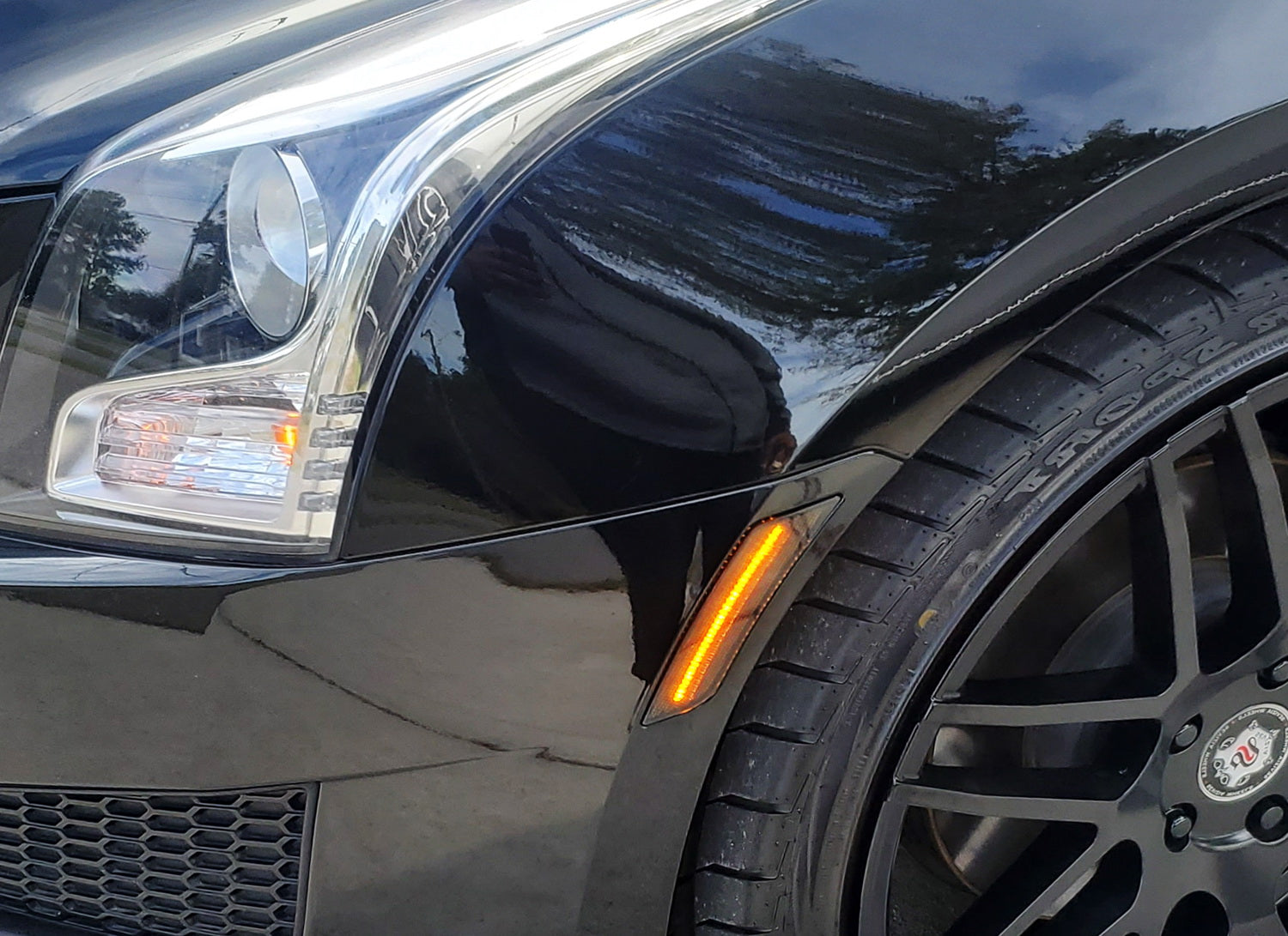 2020+ Cadillac CT5 Clear Lens Amber LED Strip Front Bumper Side Marker Lights - DRL Daytime Running Lights for Enhanced Visibility & Style