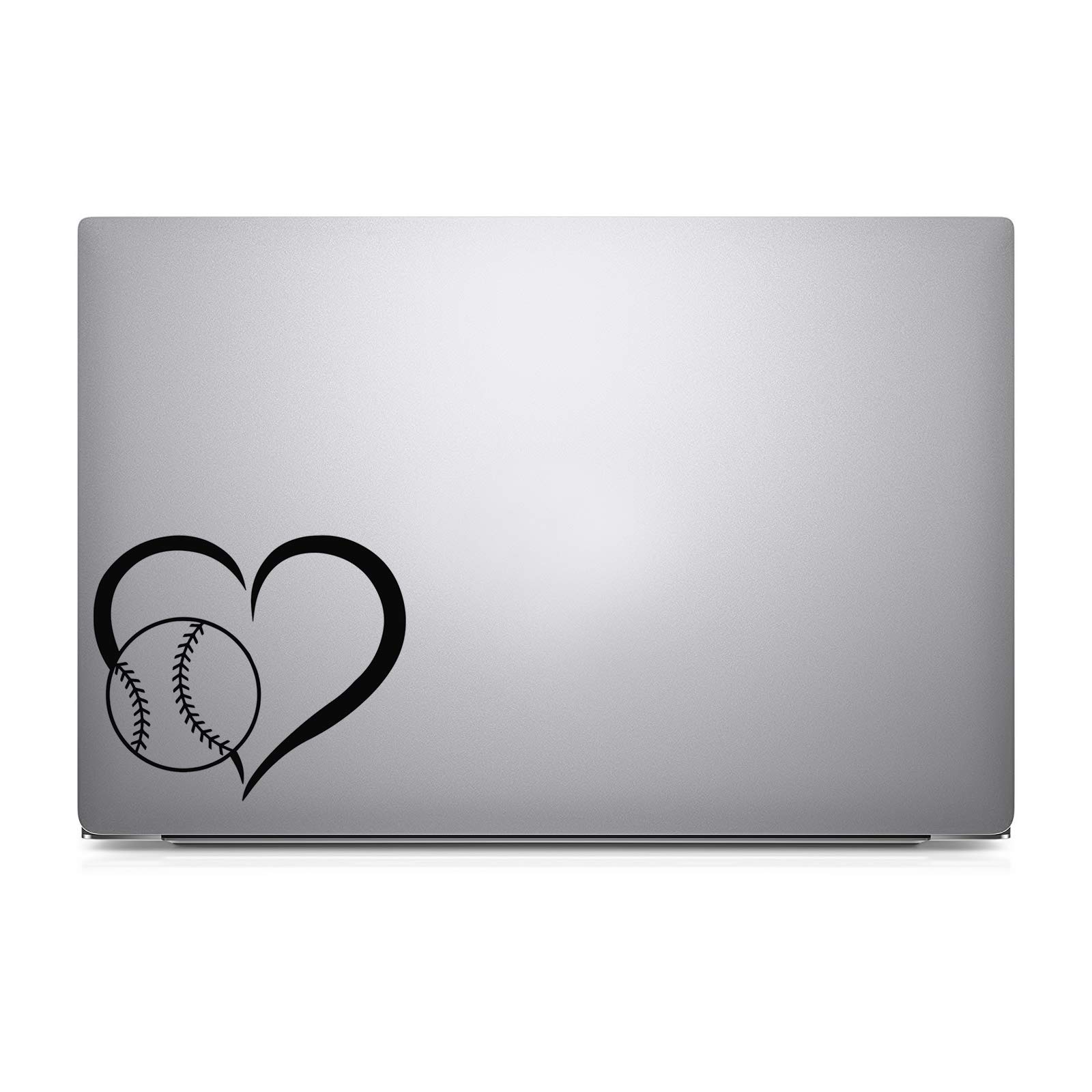 Baseball Heart Decal Sticker - 5.5 Inch Black Vinyl for Notebook, Car, Laptop - Perfect for DIY Crafts, School Supplies & Personalizing Your Belongings