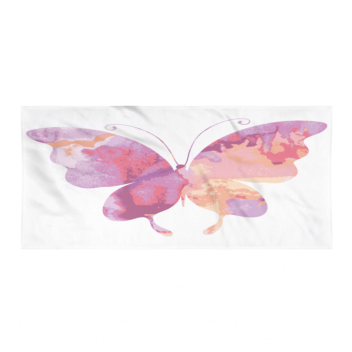 **Ambesonne Watercolor Camping Towel - Aquarelle Butterfly Design, Vibrant Colors, Quick-Dry Lightweight Microfiber for Backpacking, Hiking, Travel - Fuchsia, Salmon & Pink - Perfect for Outdoor Adventures & Beach Trips**