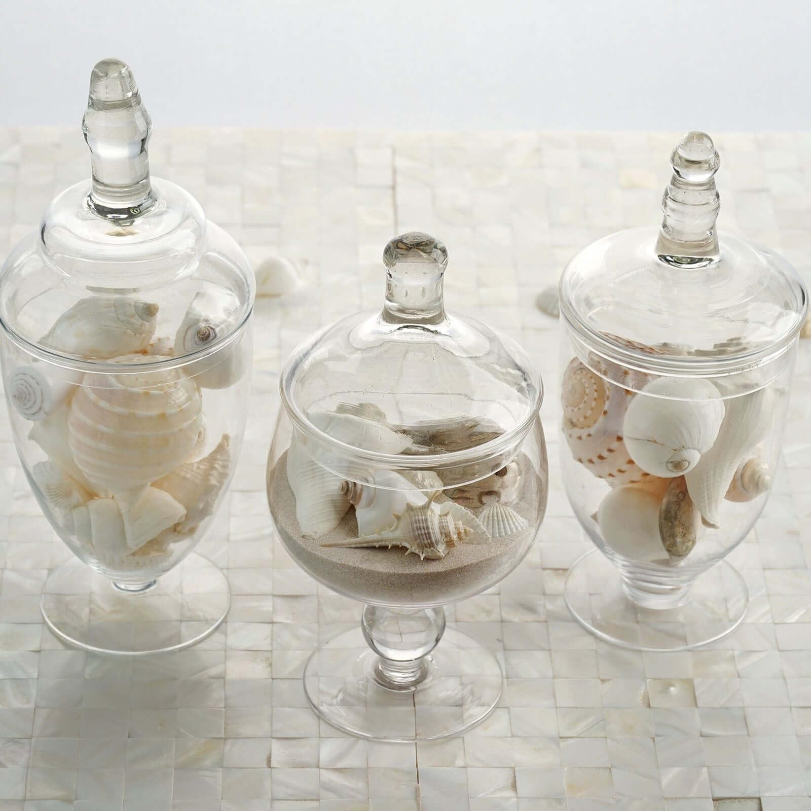 3-Pack Glass Apothecary Jars with Lids - Wedding Candy Buffet Containers for Party Favors & Home Decor - Perfect for Candy Display, Dessert Table, and Kitchen Storage