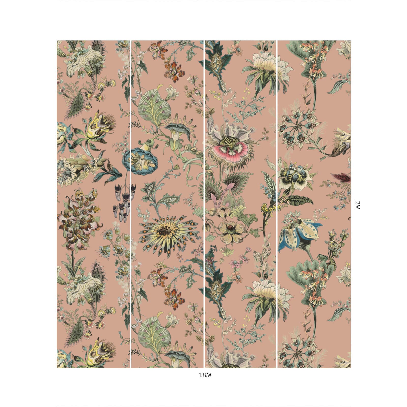 FLORA FANTASIA Peel and Stick Wallpaper - Bisque Pink Floral Design | Perfect for Bedroom, Nursery & Home Decor