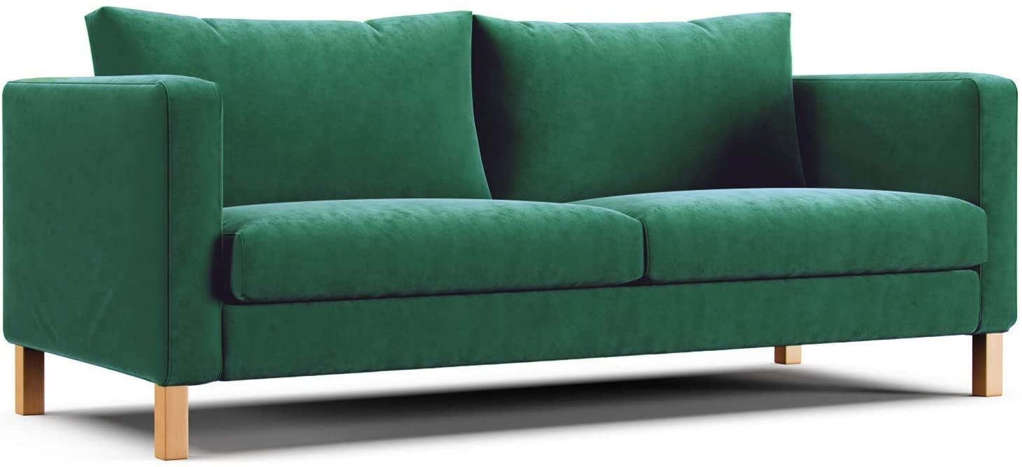 COMFORT WORKS Custom Karlstad Sofa Slipcover - Premium Replacement Cover for IKEA Karlstad Sofa in Emerald Velvet Fabric | Perfect for Living Room Furniture Protection & Style Upgrade