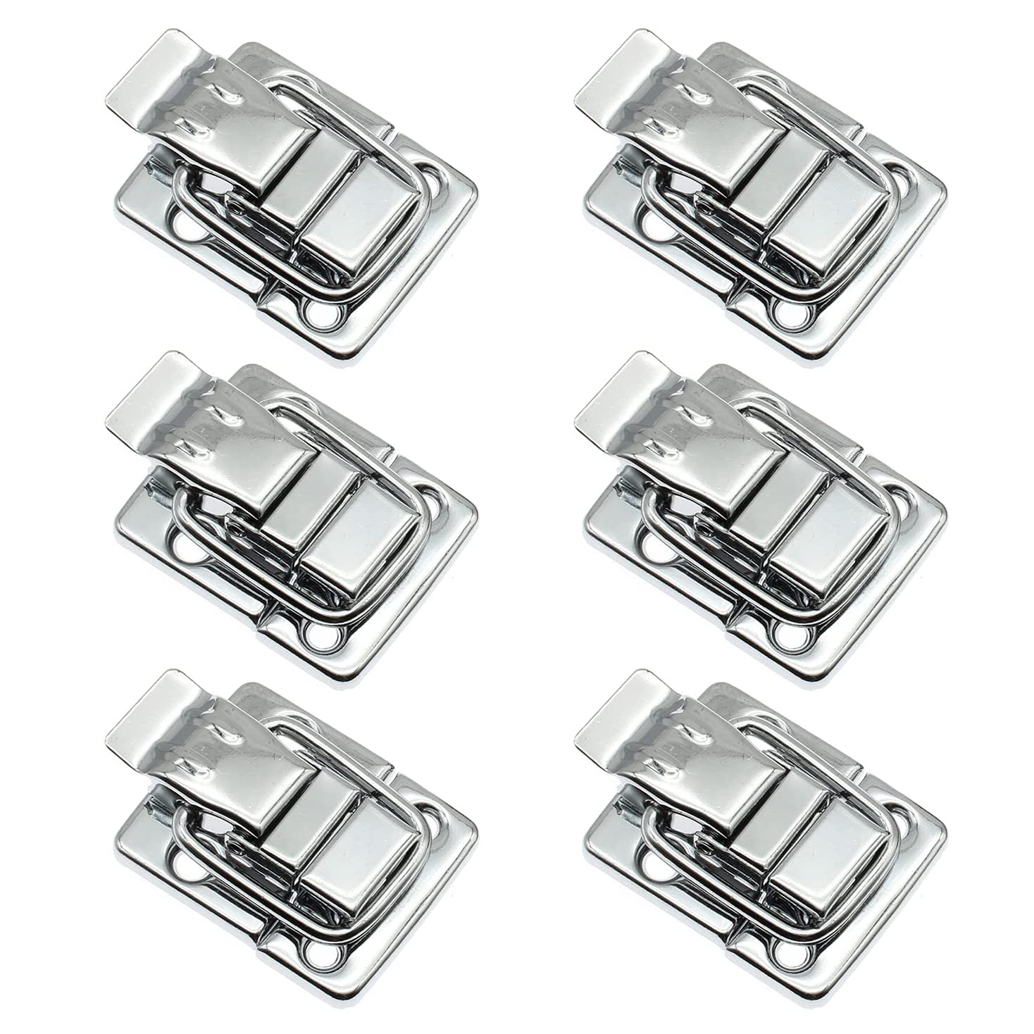 Vintage Toggle Hasp Latches 6Pcs - Antique Silver Square Buckle Lock Clasp with Mounting Screws for Jewelry Box, Wooden Case, Cabinet, Toolbox & Gift Box - Perfect for Home Storage, DIY Projects & Vintage Decor