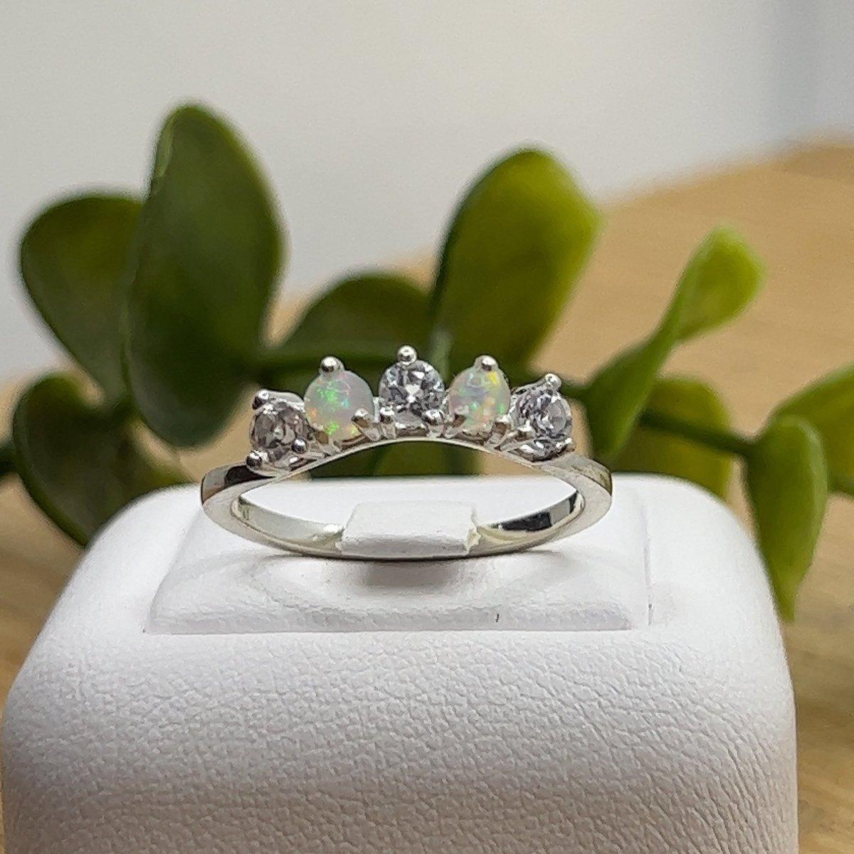 Genuine Opal and Topaz Ring - Magical Eternity Ring for Women | Elegant Birthstone Jewelry Gift for Anniversary, Engagement & Special Occasions | Perfect for Weddings, Parties & Romantic Date Nights