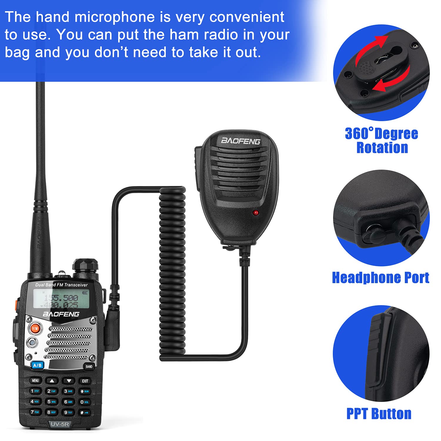 BAOFENG UV-5R Pro Ham Radio Handheld Walkie Talkies - UHF VHF Dual Band 2-Way Radio with 3800mAh Battery, Earpiece & Programming Cable (2 Pack) - Ideal for Outdoor Adventures, Emergency Communication & Security Teams