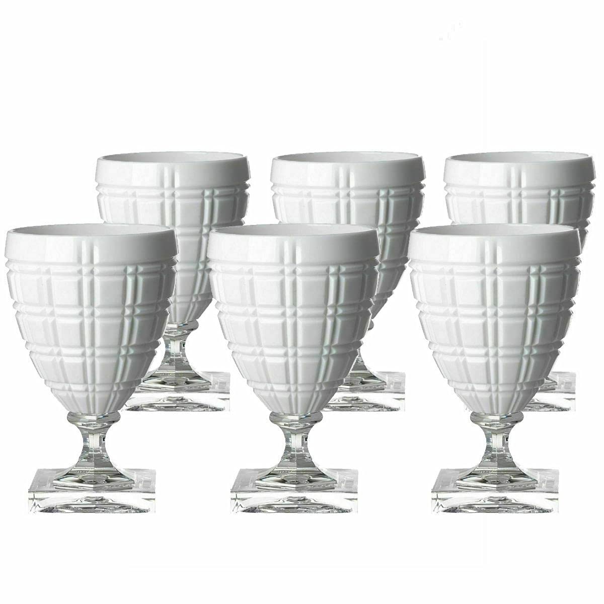 Premium Winston Set of 6 Crystal Clear Water Glasses - Elegant White Drinking Glasses for Dining, Parties & Home Decor