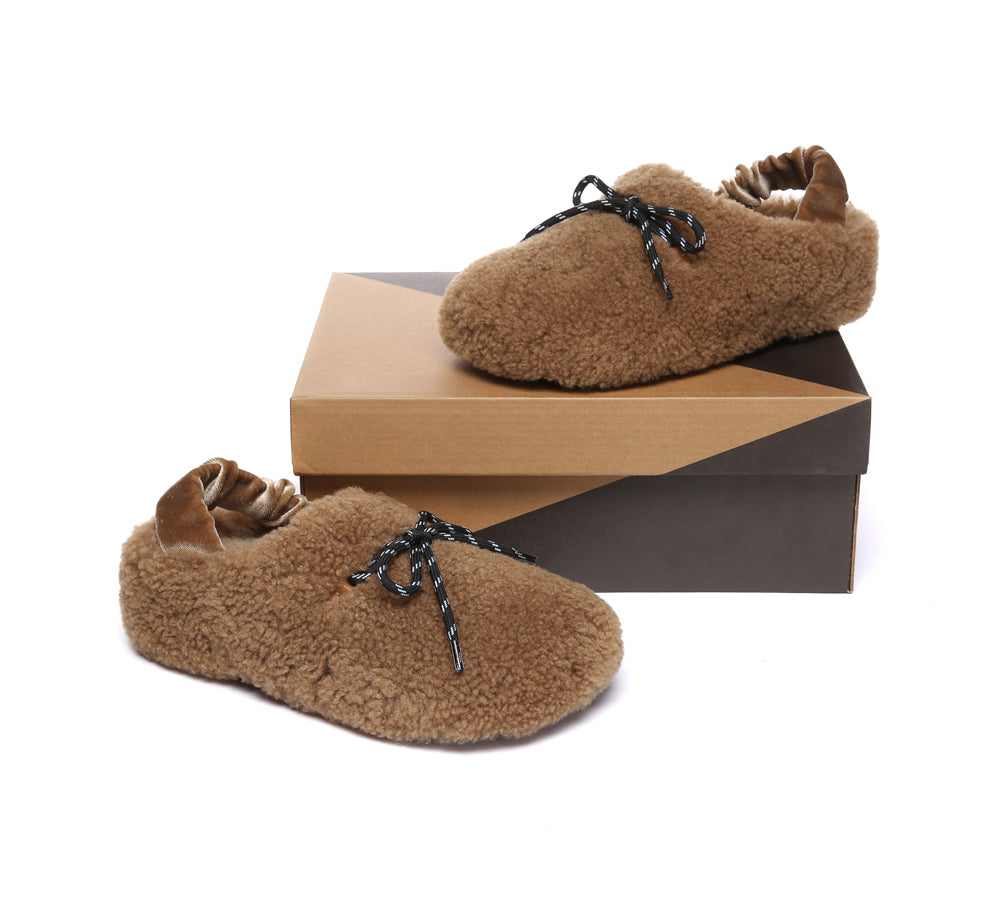Australian Shepherd® Women's UGG Slippers - Genuine Curly Sheepskin Wool Slingback Barrett House Shoes for Cozy Indoor Comfort & Warmth - Perfect for Winter Lounging, Home Relaxation & Gift Giving