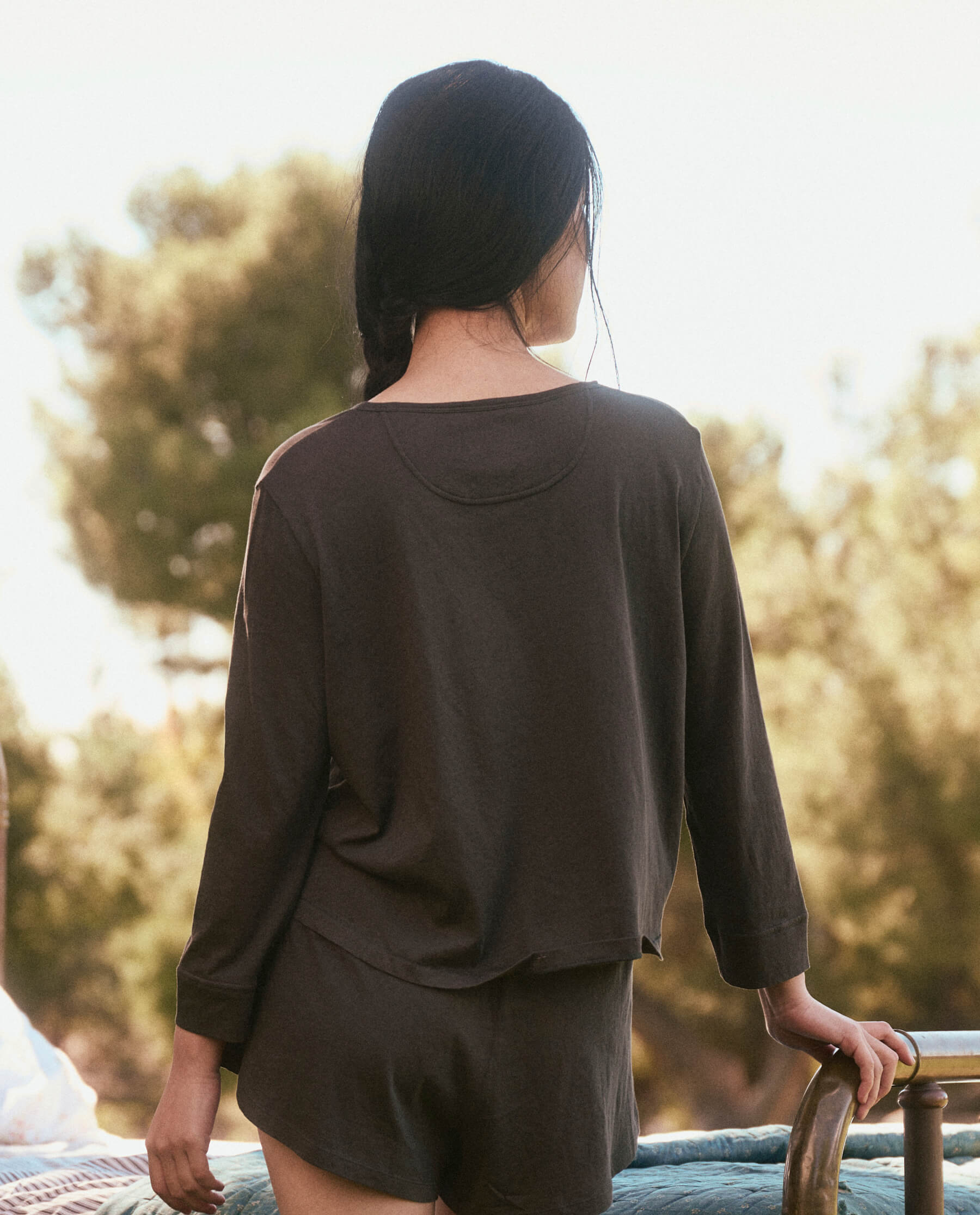 The Sleep Henley Shirt - Soft Washed Black Cotton Comfort Wear for Men | Perfect for Lounging, Travel & Casual Outfits